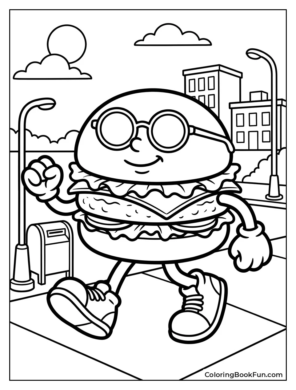 Burger Walks Down the Street