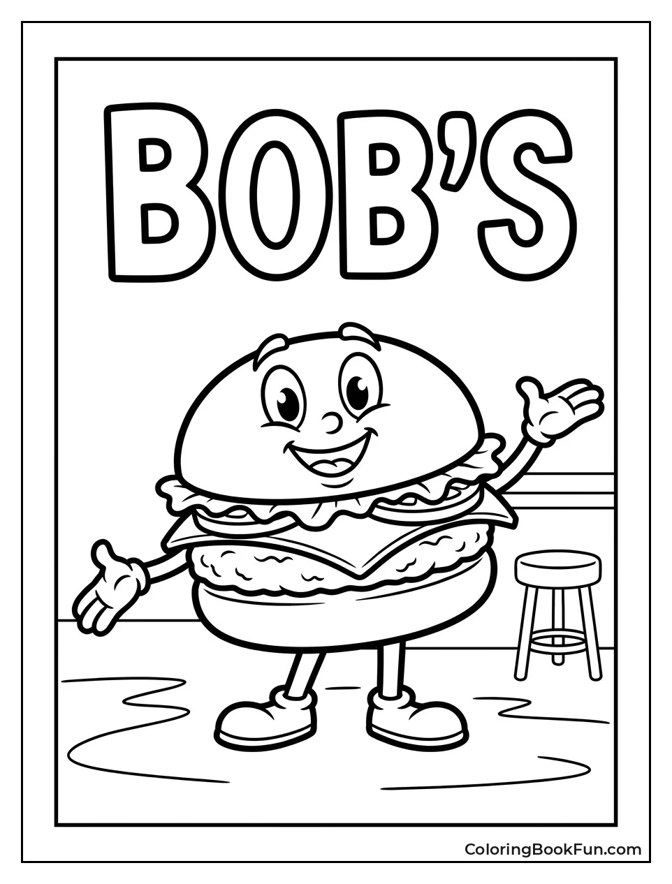 Burger Character Waves Hello
