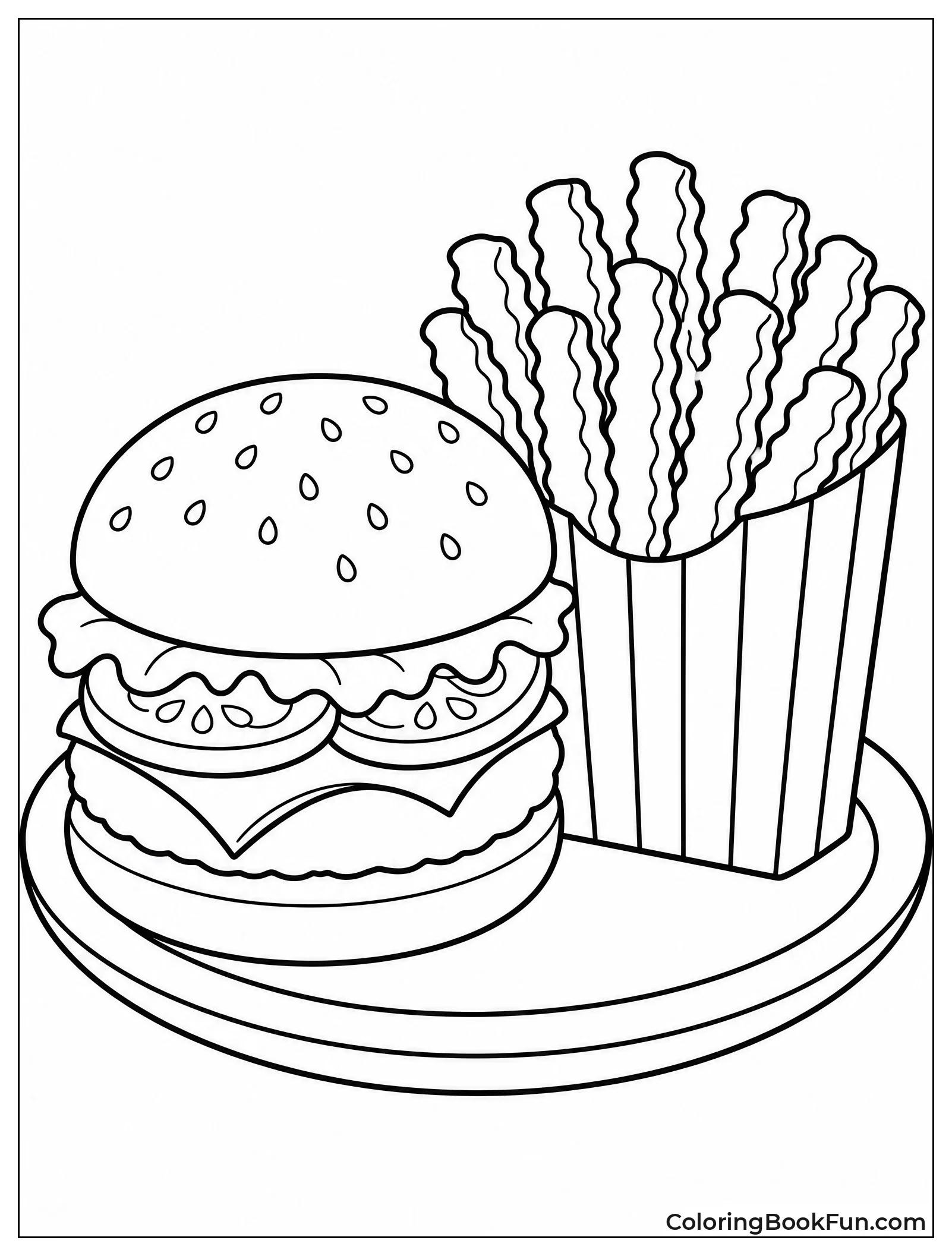 Burger Next to French Fries