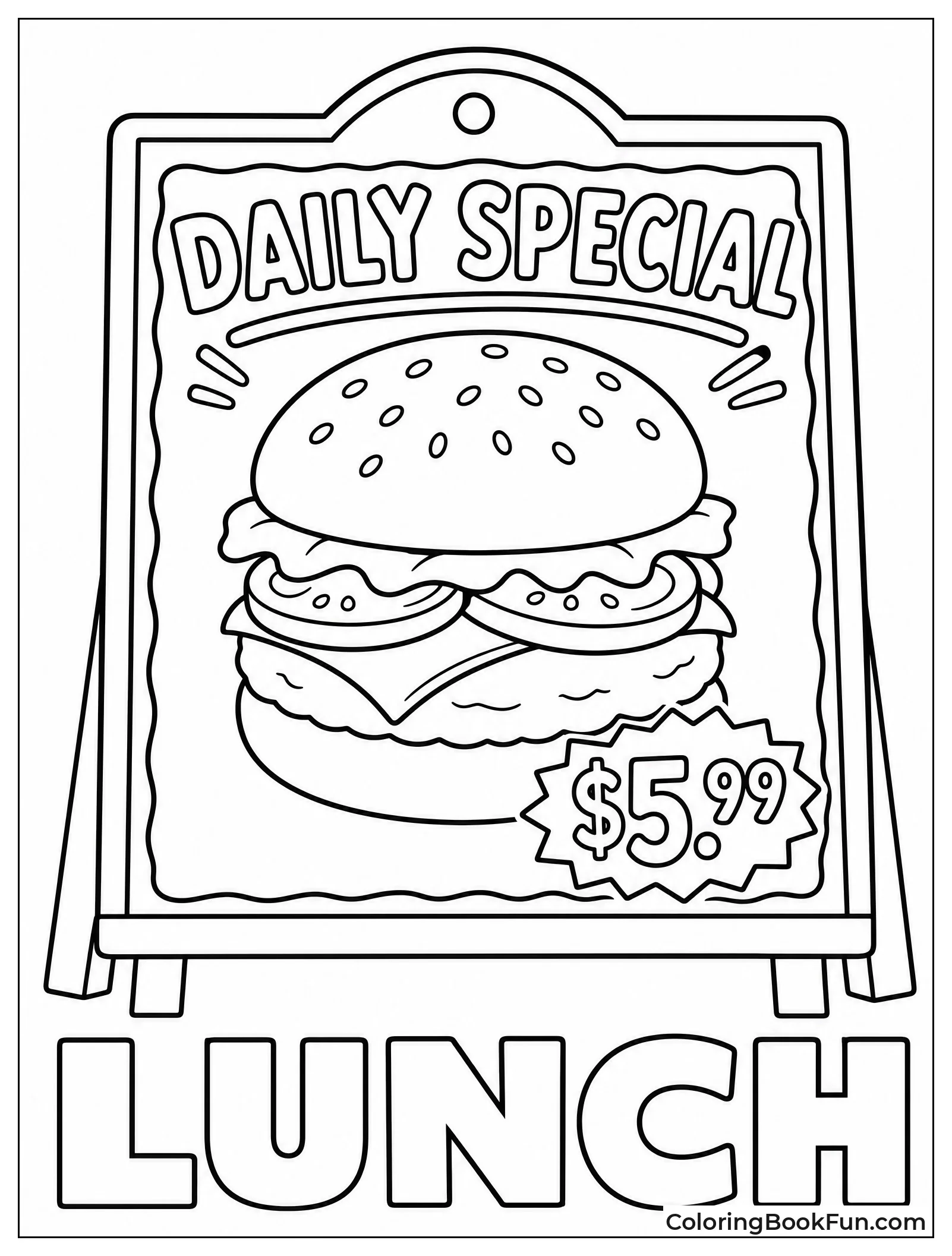 Menu Shows Special Burger