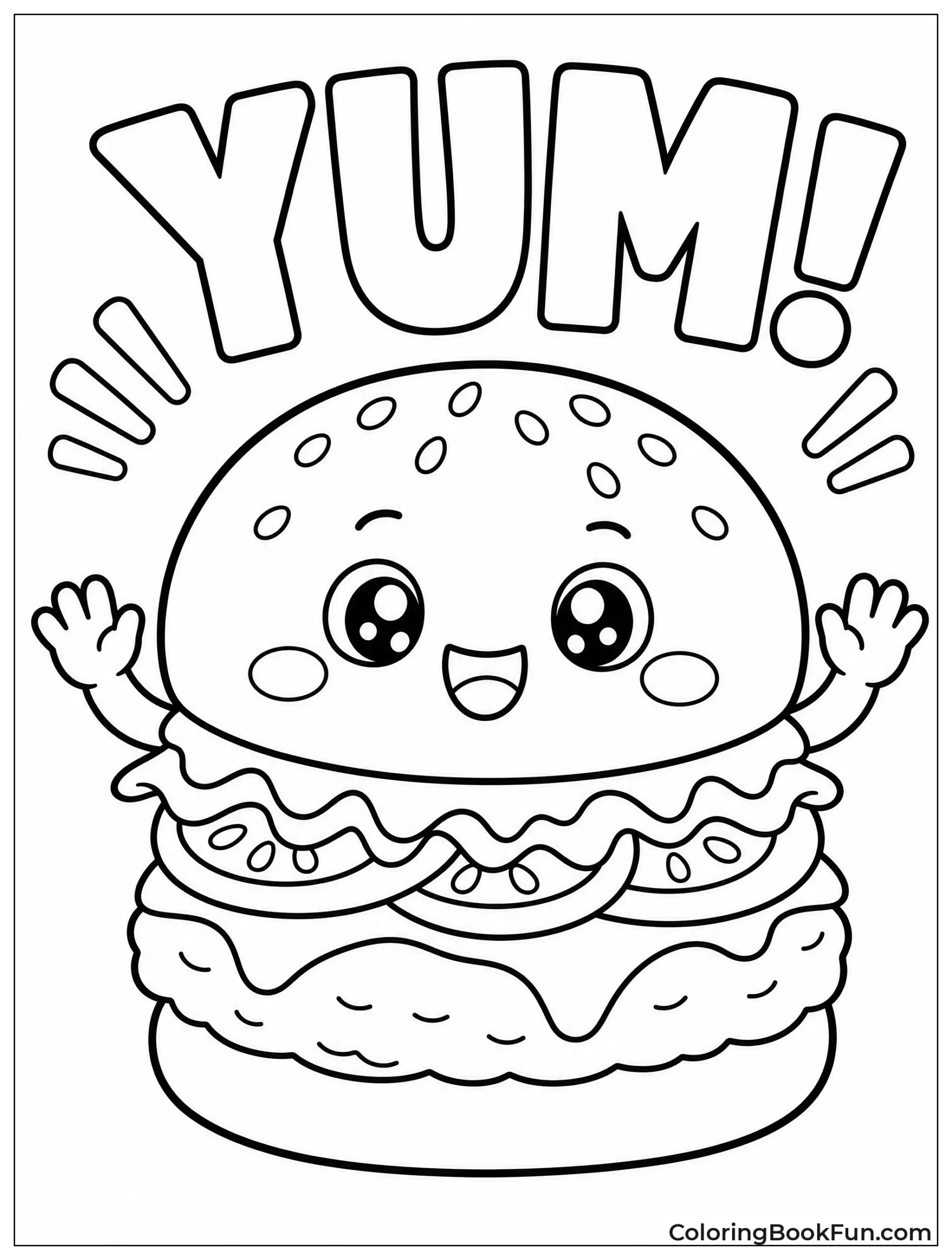 Kawaii Burger Waves Hello