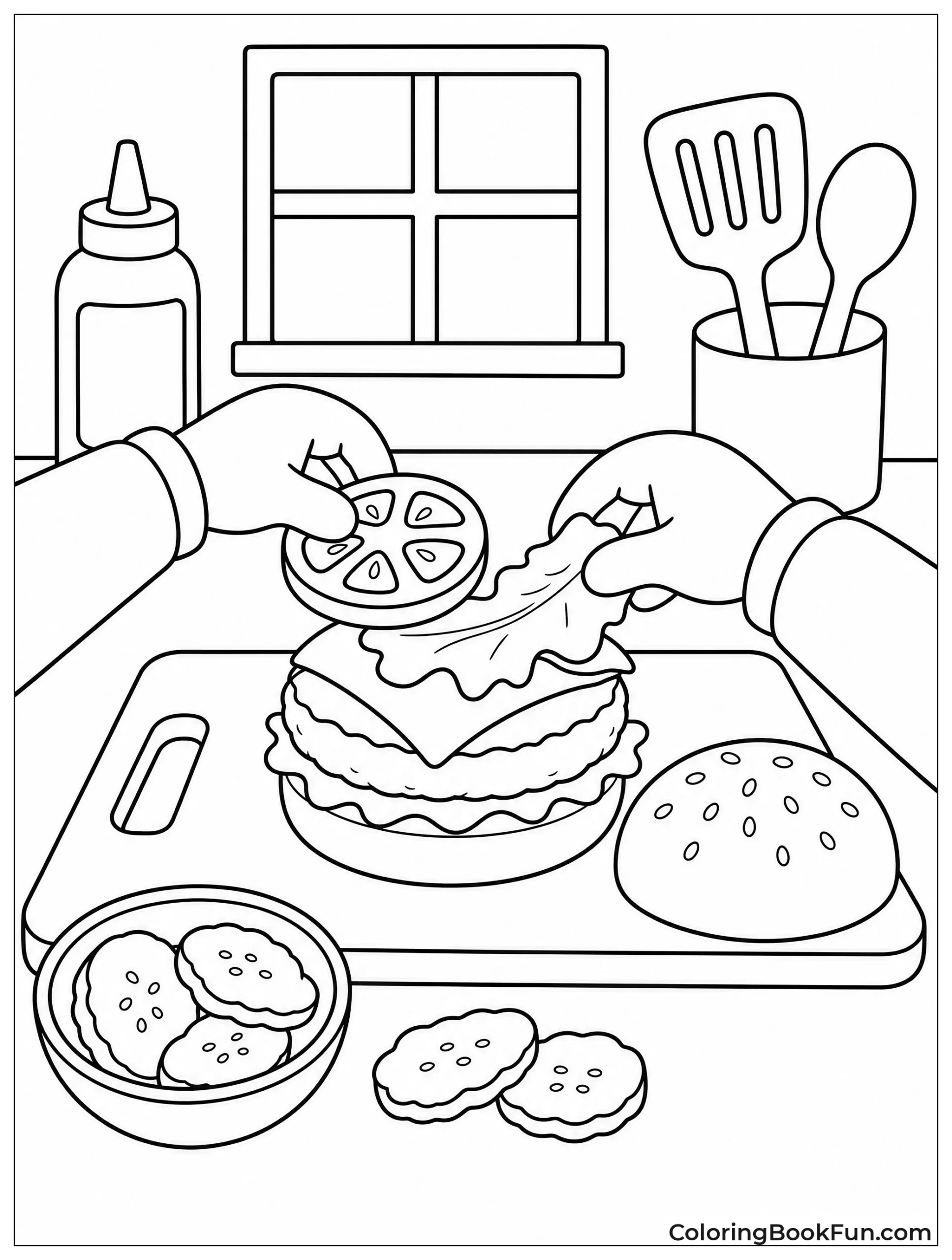 Hands Assemble a Burger