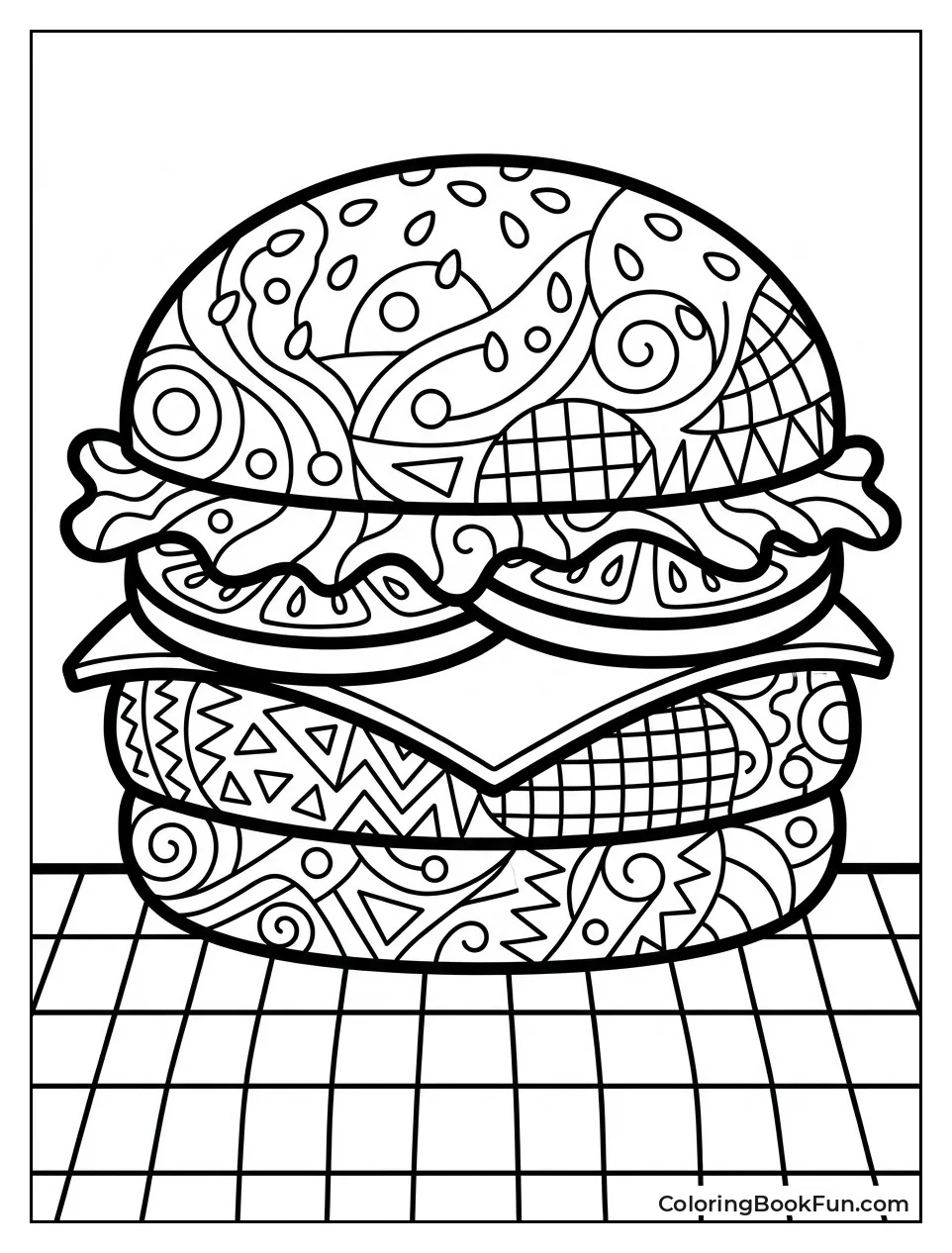 Intricate Burger for Coloring