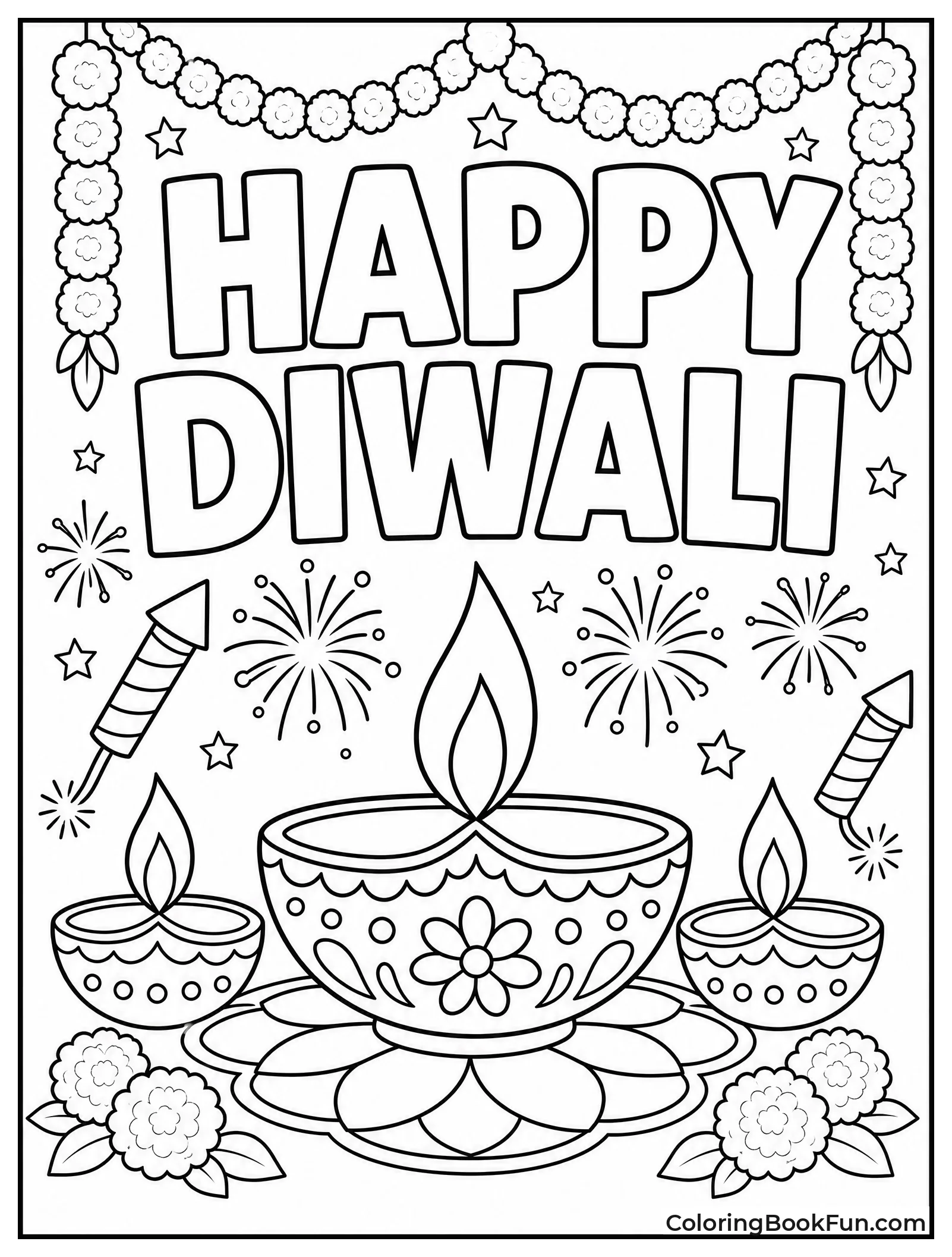 Happy Diwali Card with Diyas