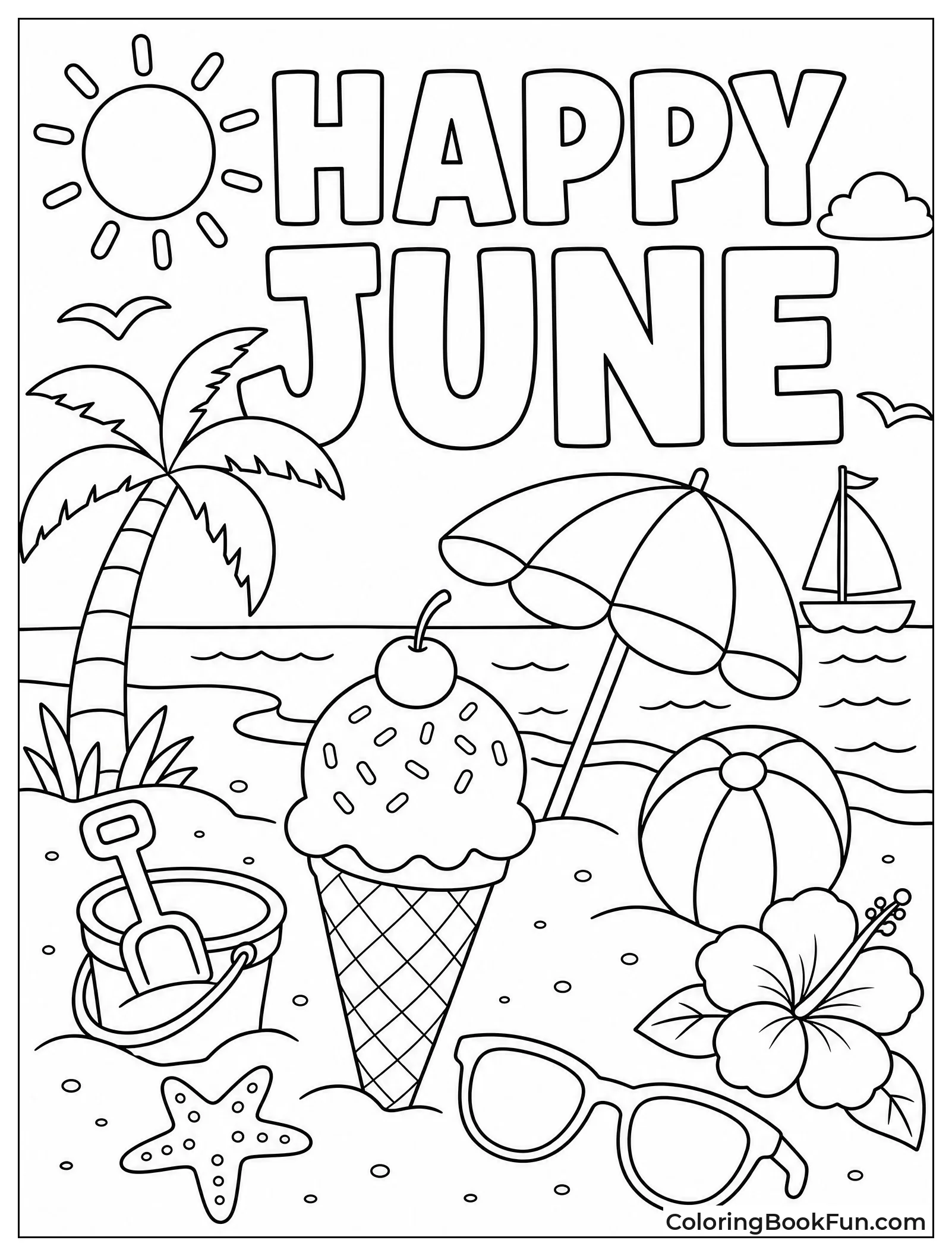 Happy June Surrounded by Summer Flowers