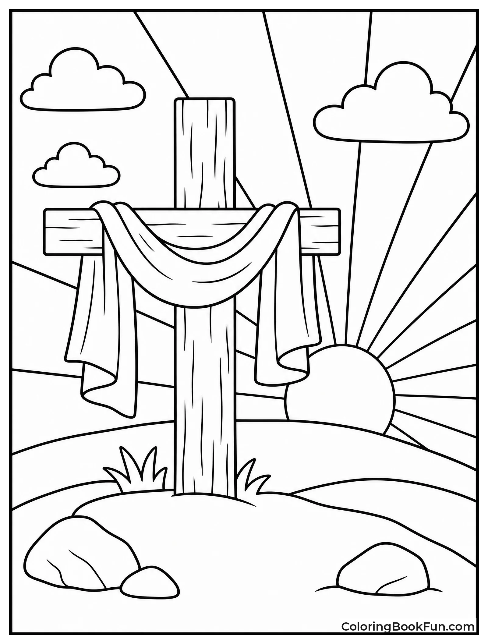 Cross Holds Cloth in Morning Light