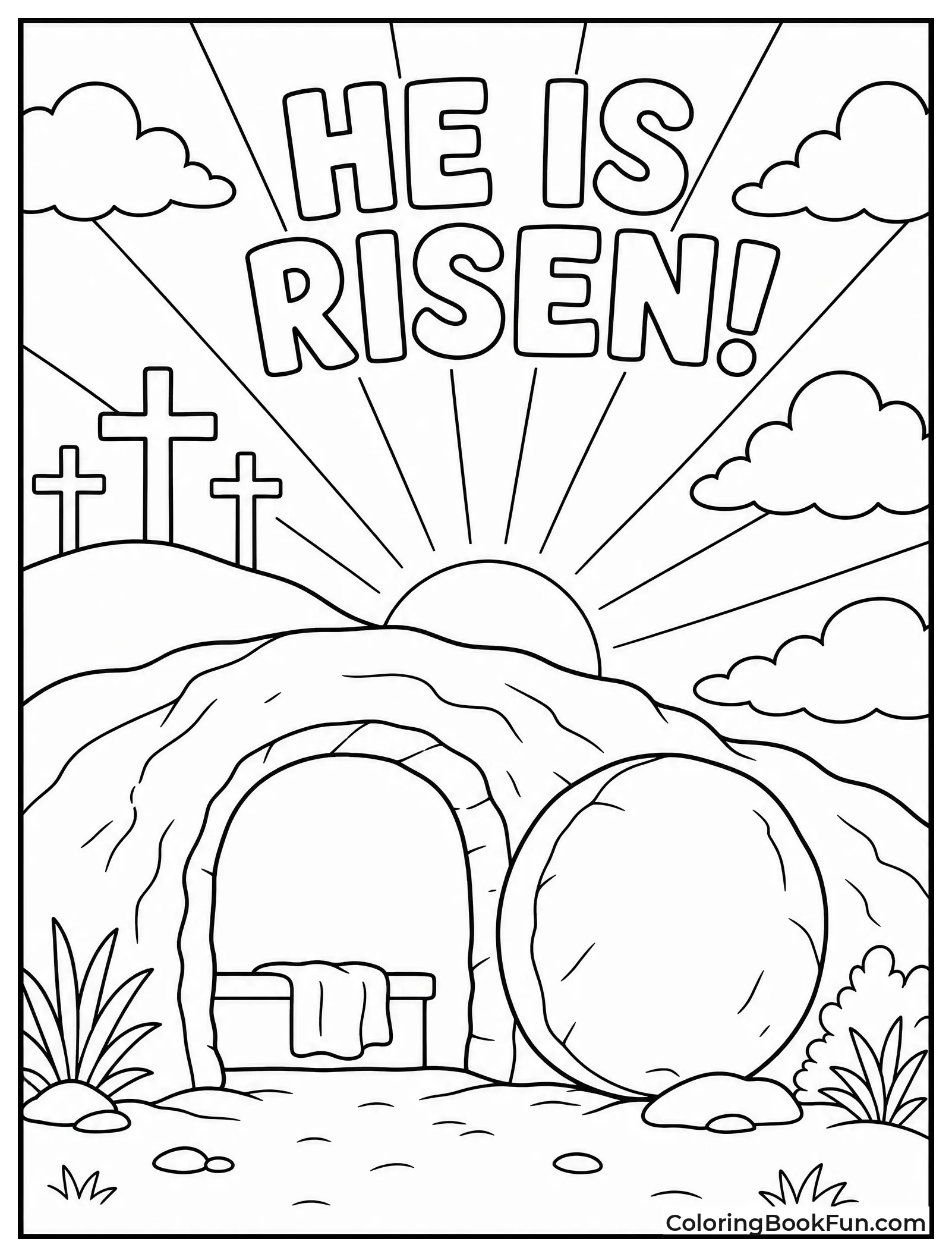 Empty Tomb at Sunrise with Rays