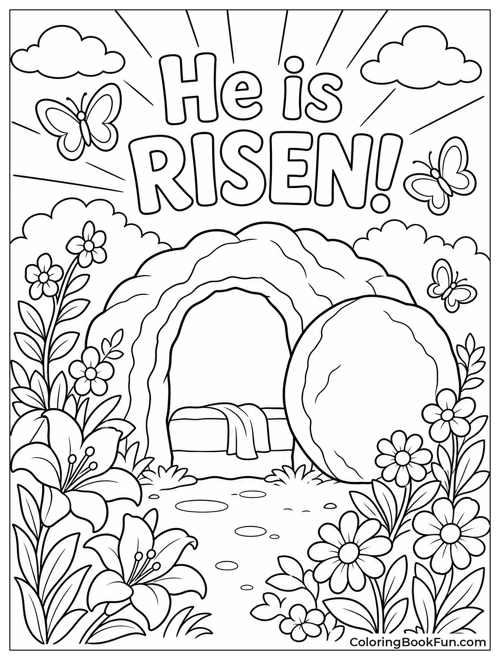 Flowers Bloom around Empty Tomb