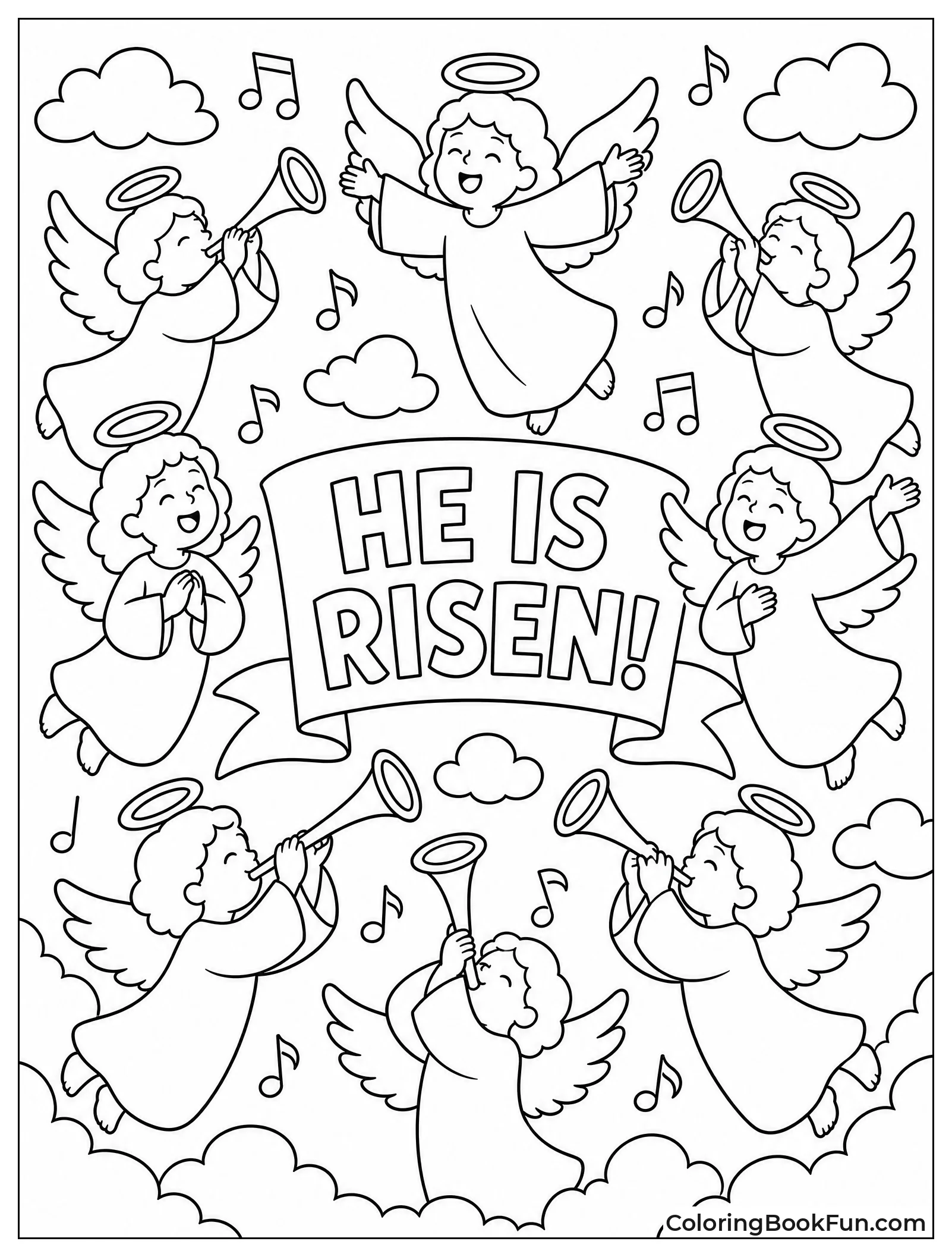 Angels Sing with Trumpets in Sky