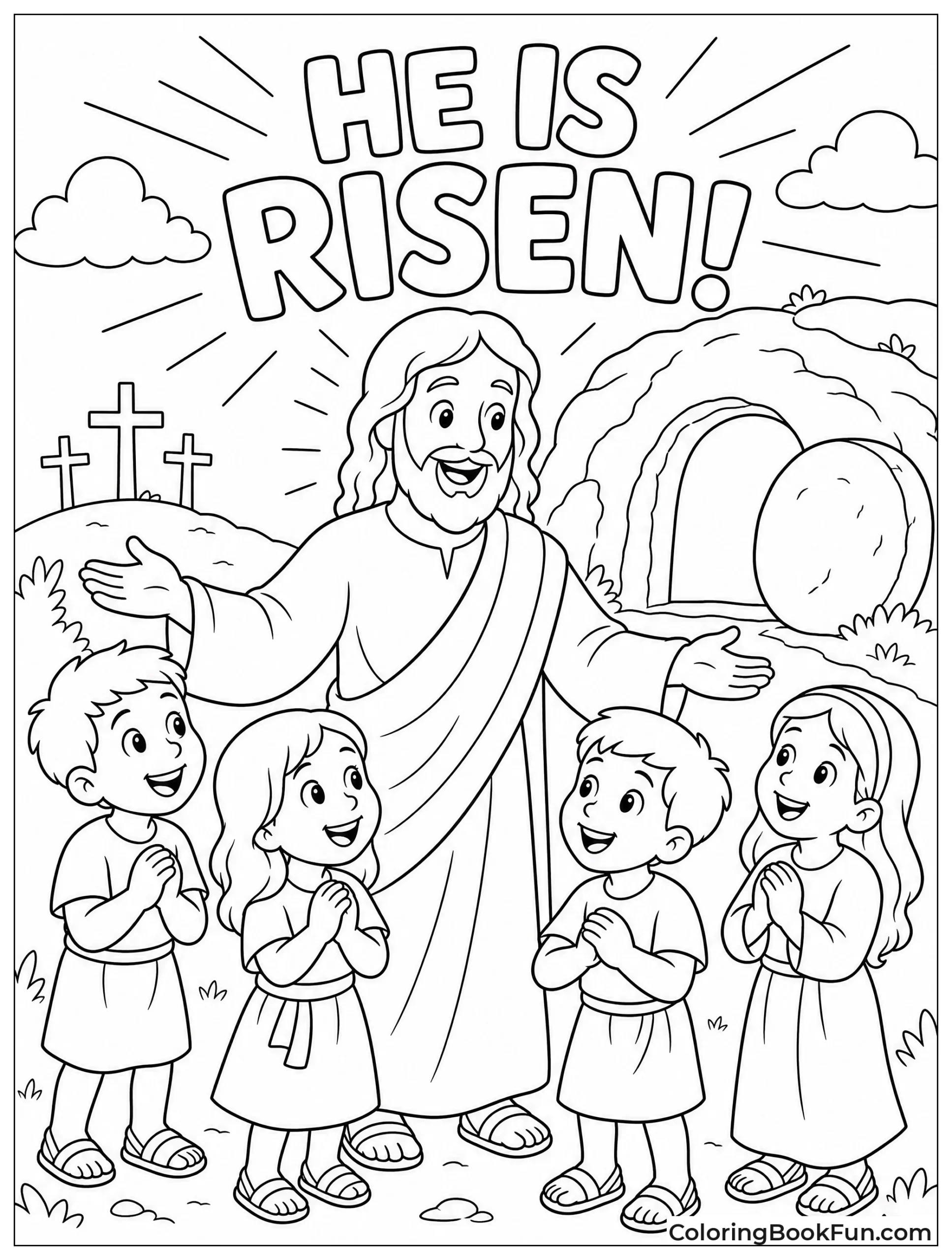 Jesus Stands with Happy Children