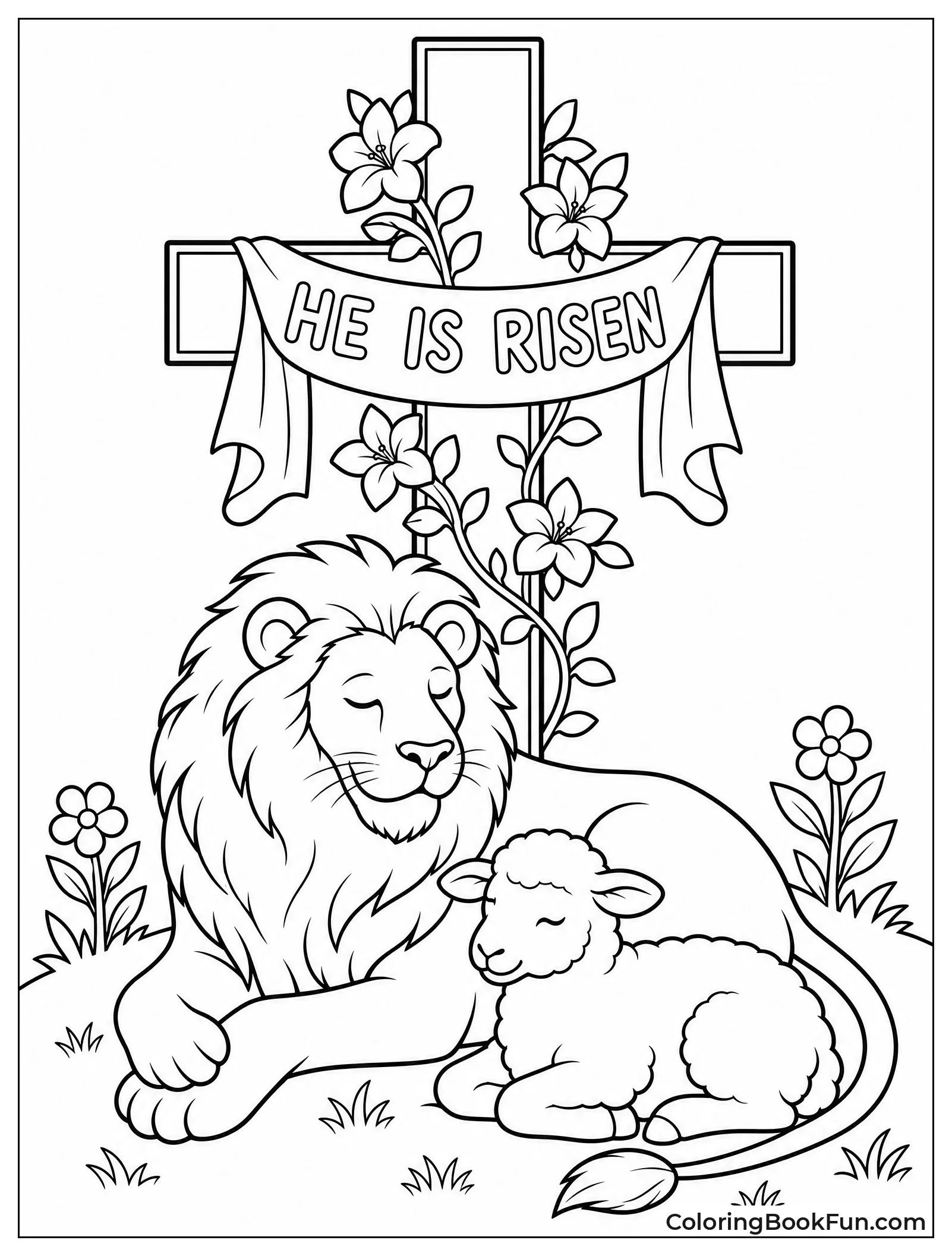 Lion and Lamb Rest by Cross