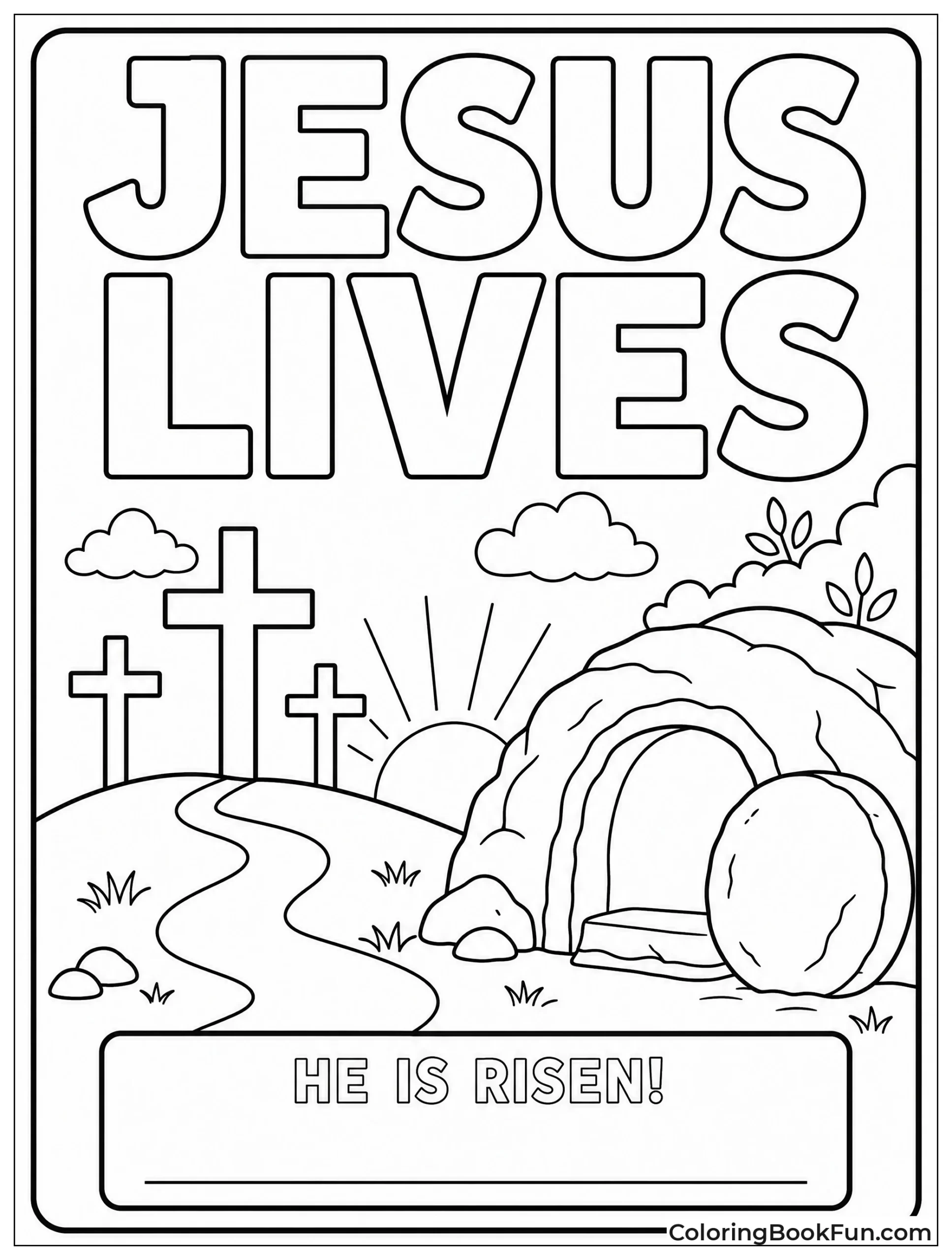 Cross and Tomb with Verse Space