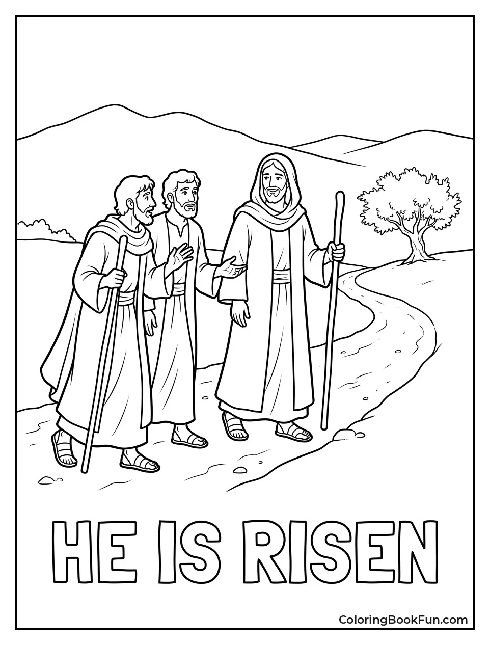 Disciples Walk with Jesus on Road