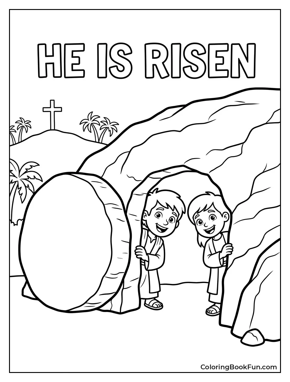 Happy Kids Find Cartoon Tomb