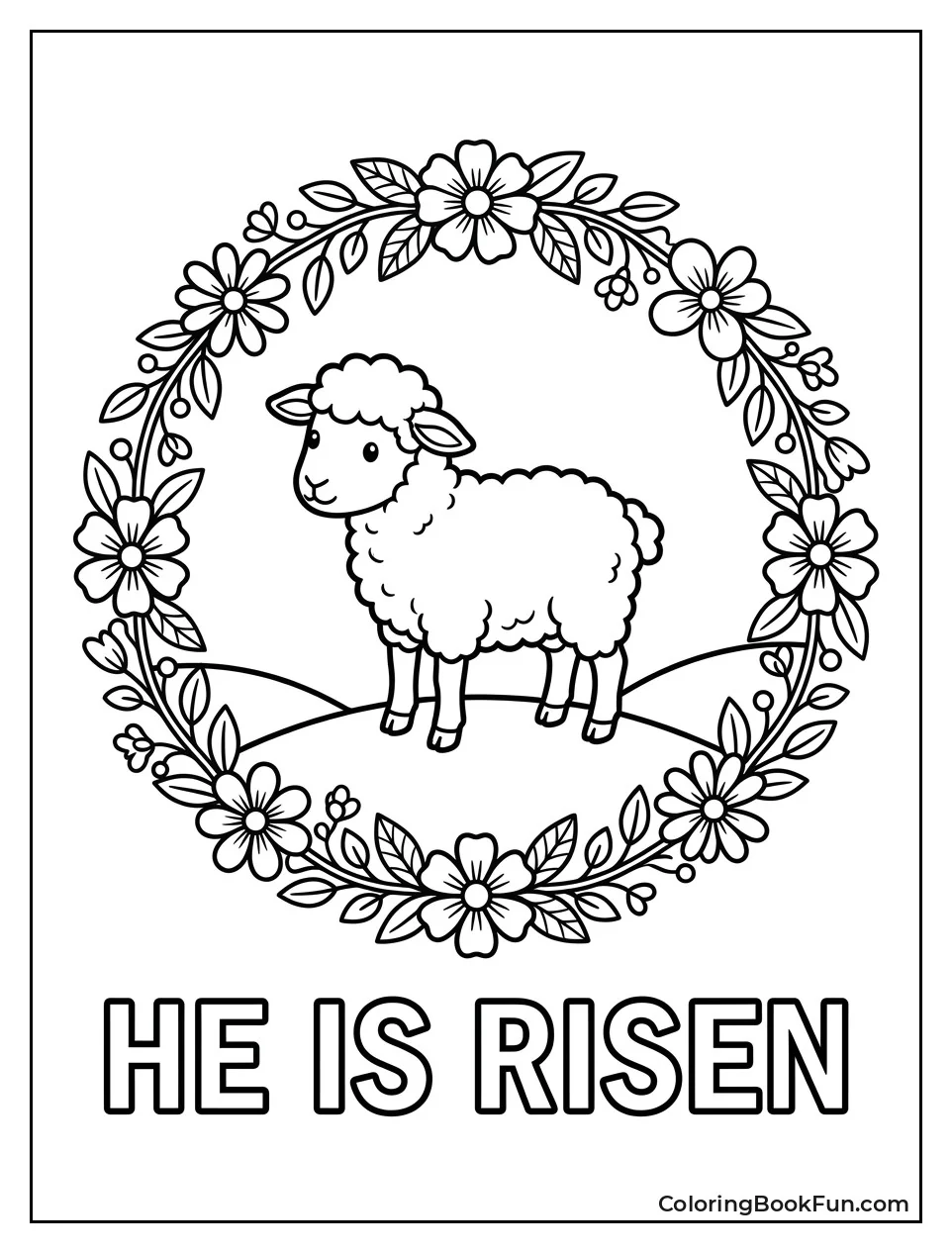 Lamb Stands on Hill with Wreath