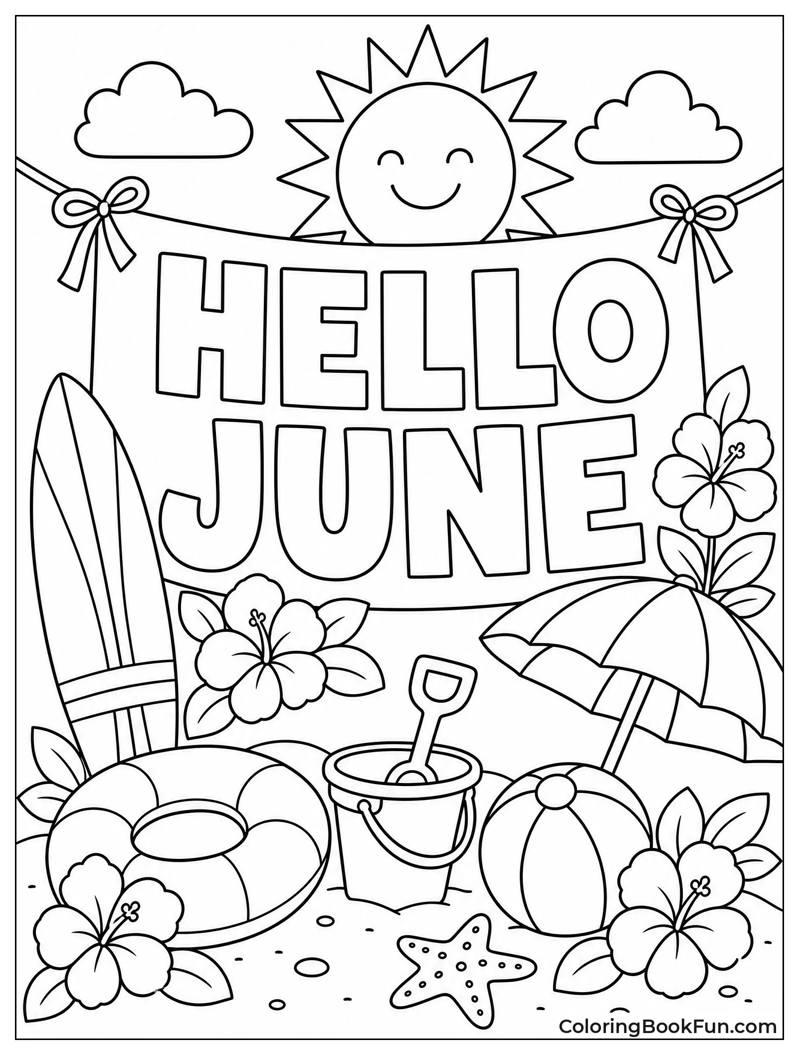 Hello June Banner with Sun