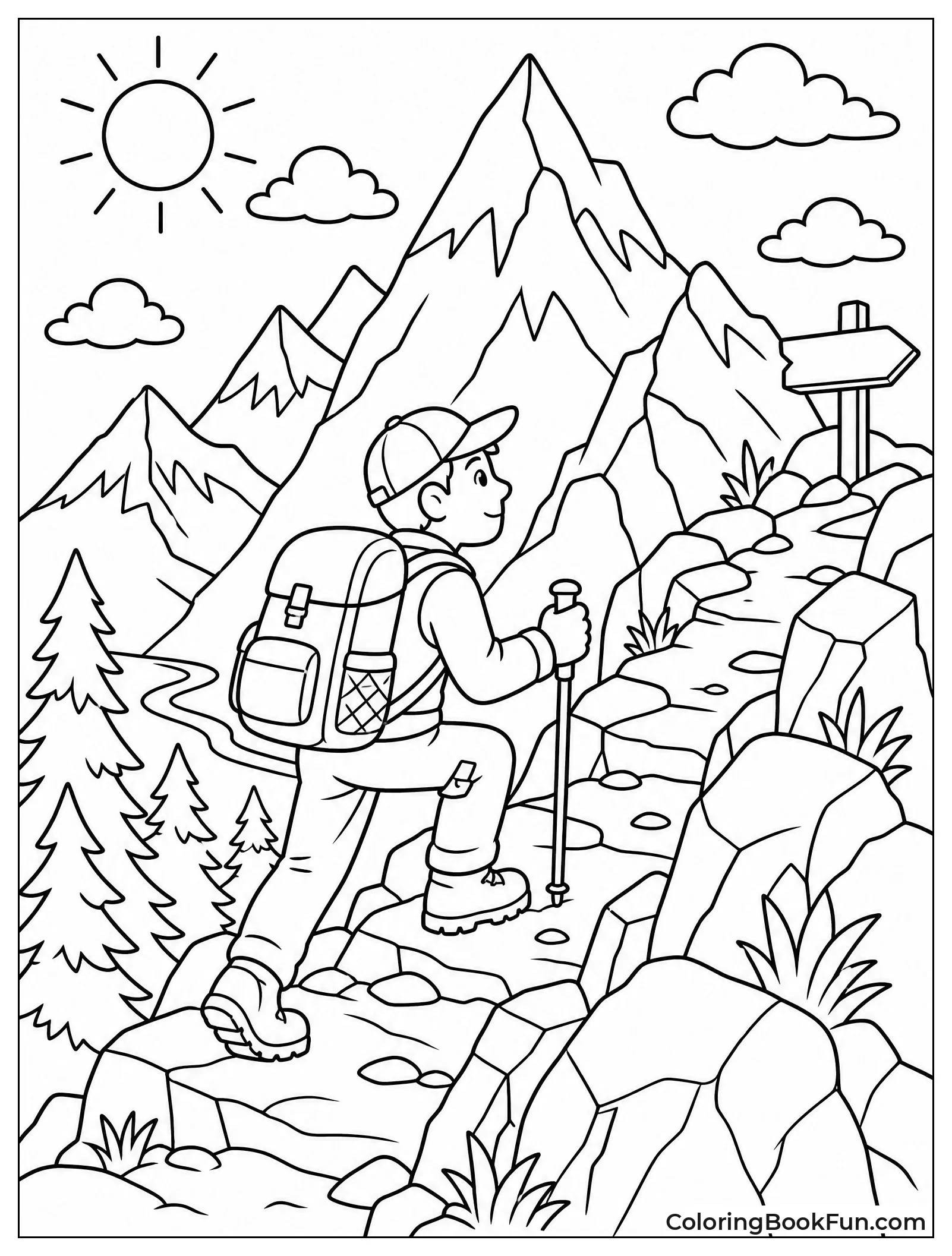 Hiker Climbing a Steep Trail