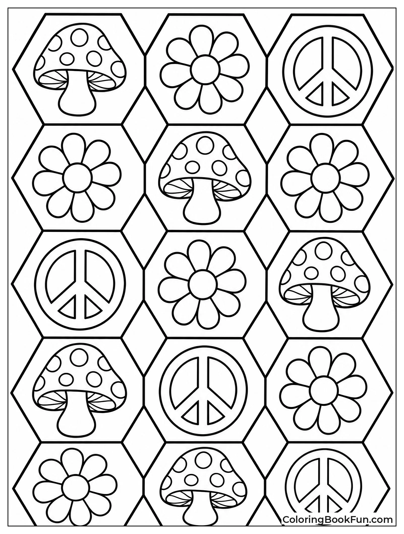 Hexagonal Mushroom Grid Pattern