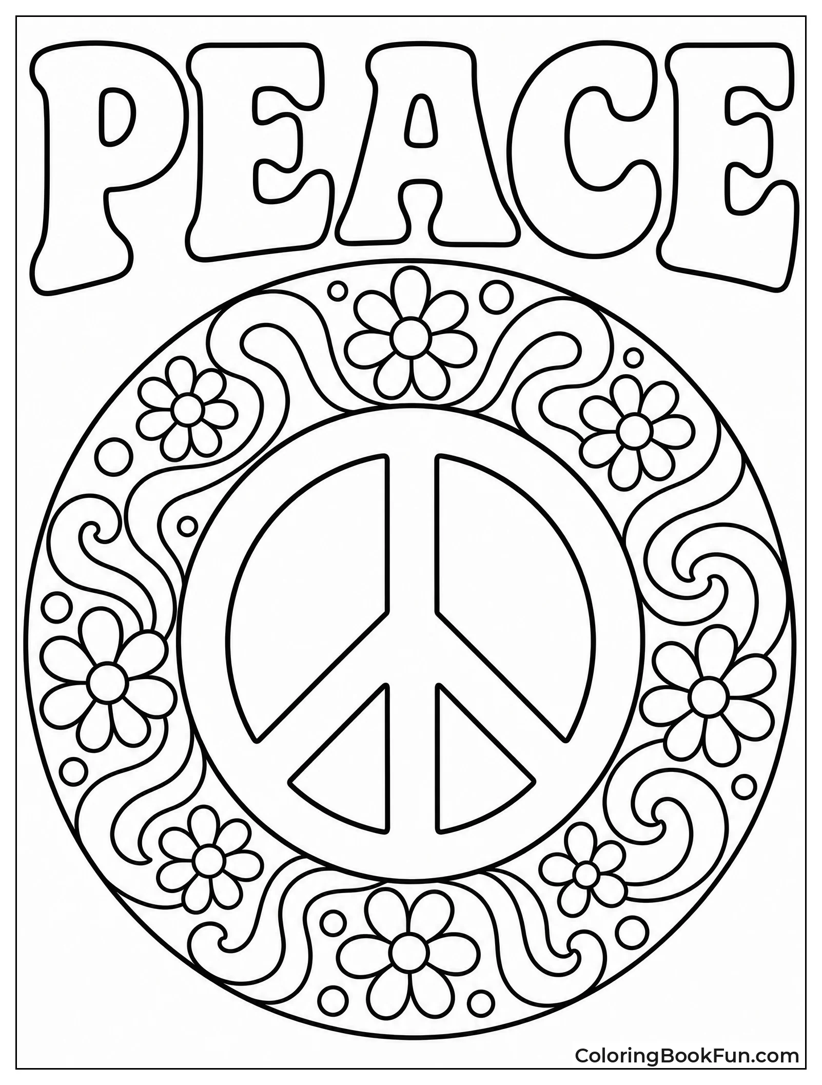 Peace Sign Mandala with Swirls