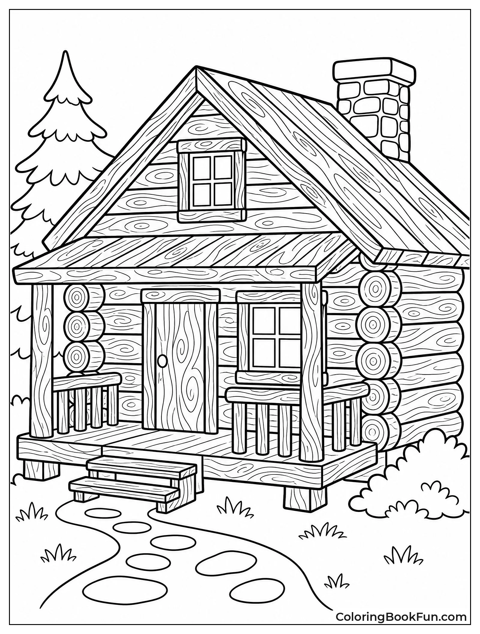 Cabin with Swirling Wood Grain