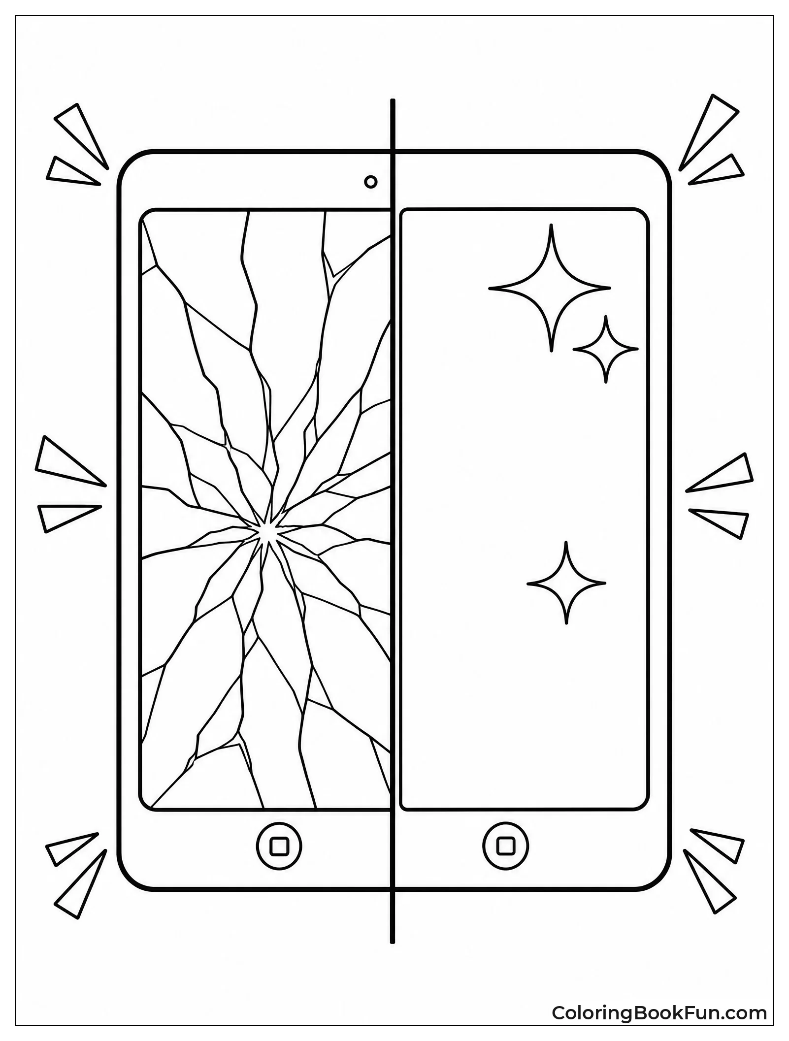 Cracked Screen Next to Fixed One