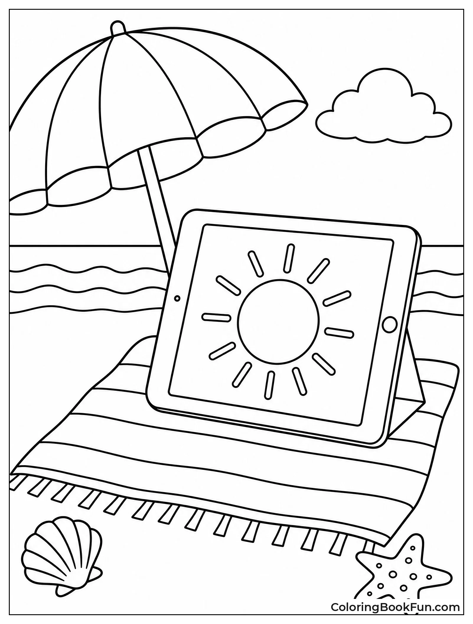 iPad Rests on Sunny Beach Towel