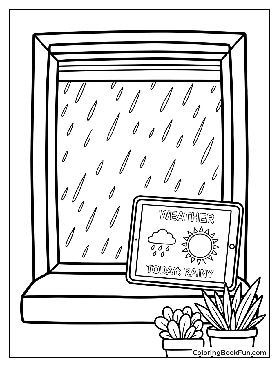 Rain Falls Outside Weather App Window