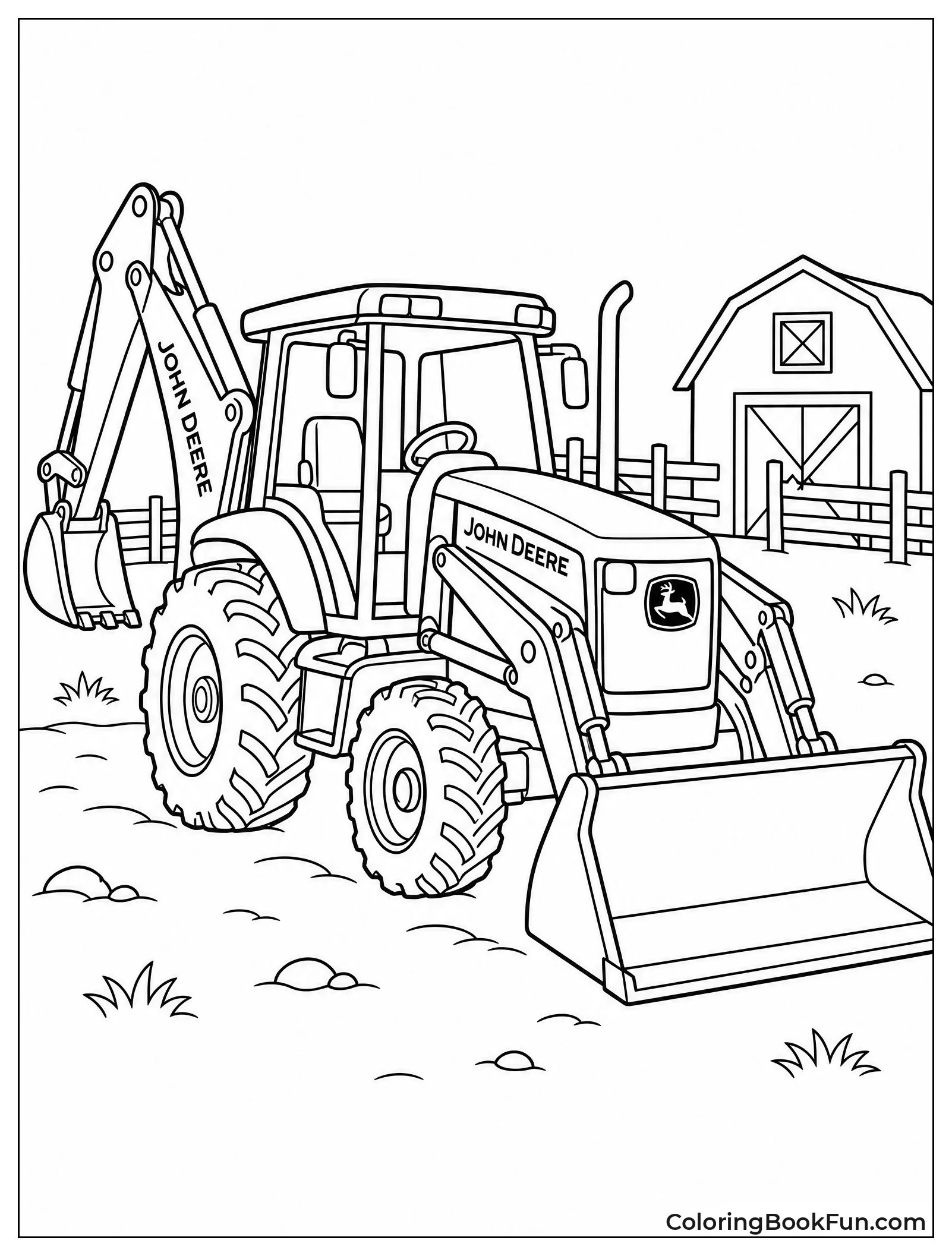 Backhoe Loader with Arm Extended