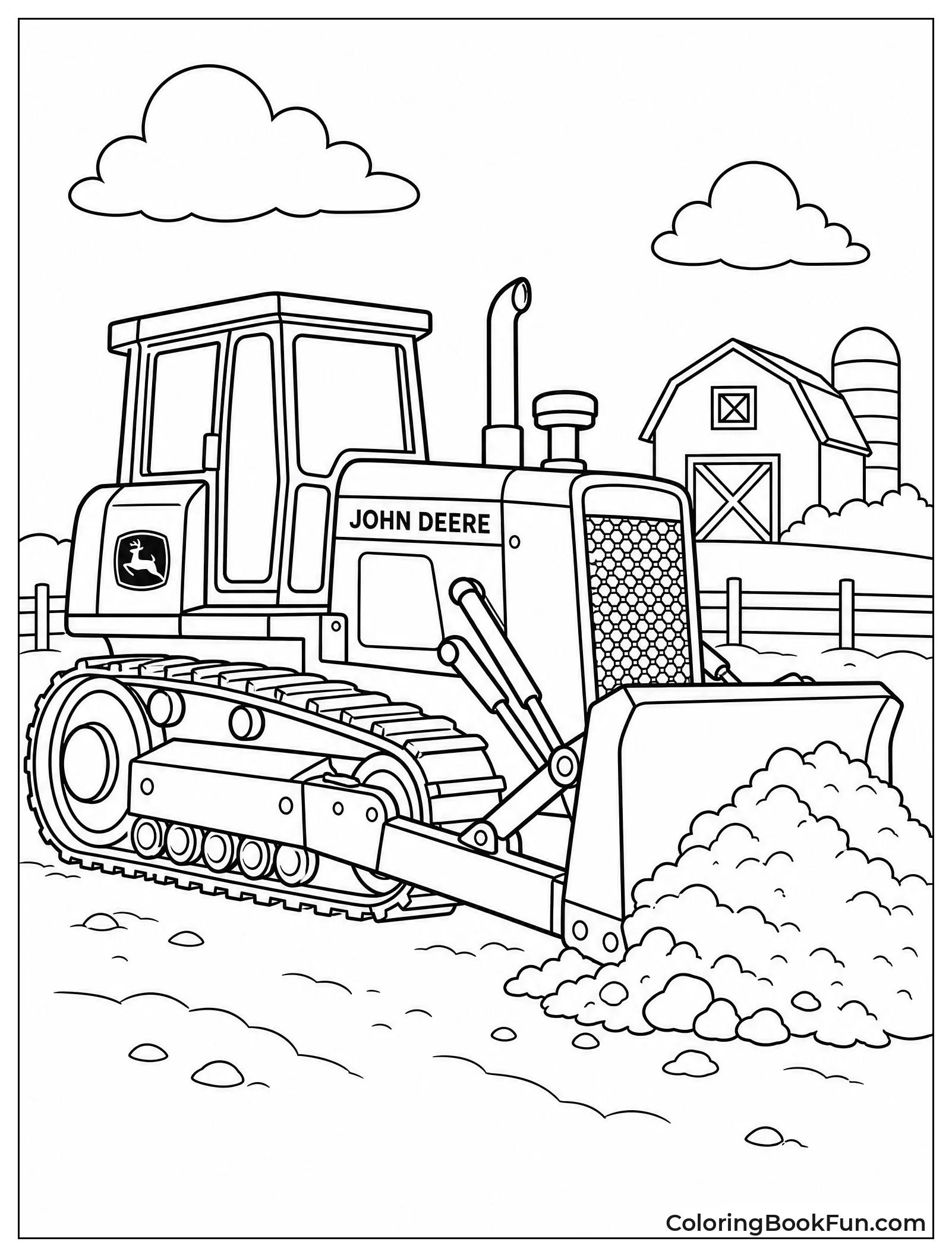 Bulldozer Pushing Dirt on Farm