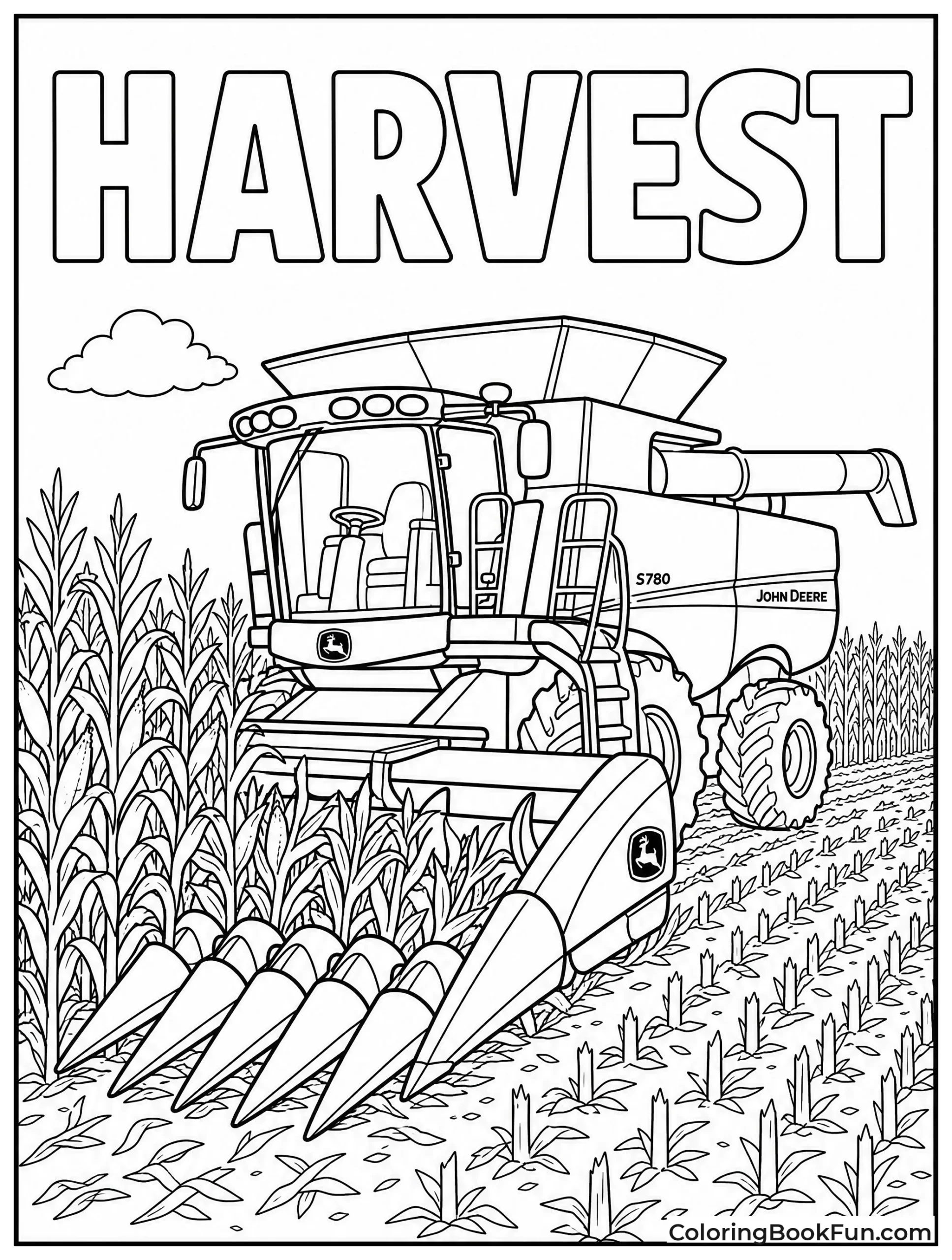 Combine Working in Cornfield