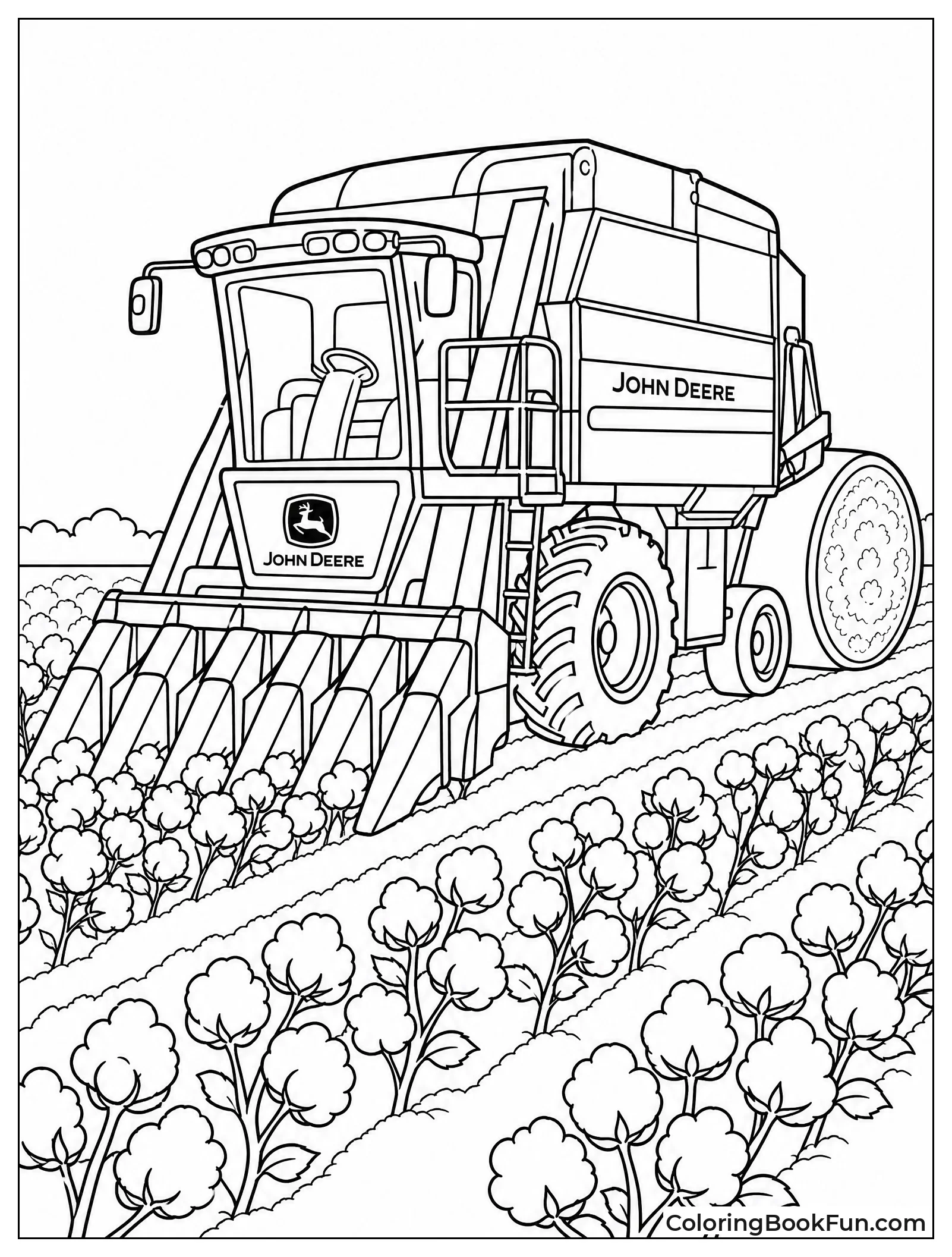 Cotton Picker Moving Through Rows