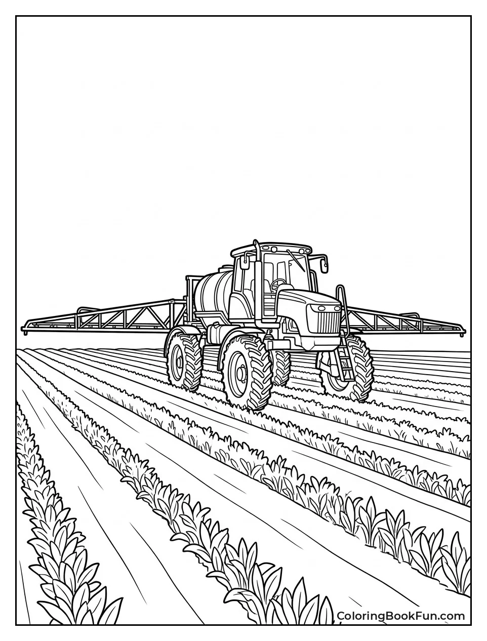 Sprayer with Long Booms Extended
