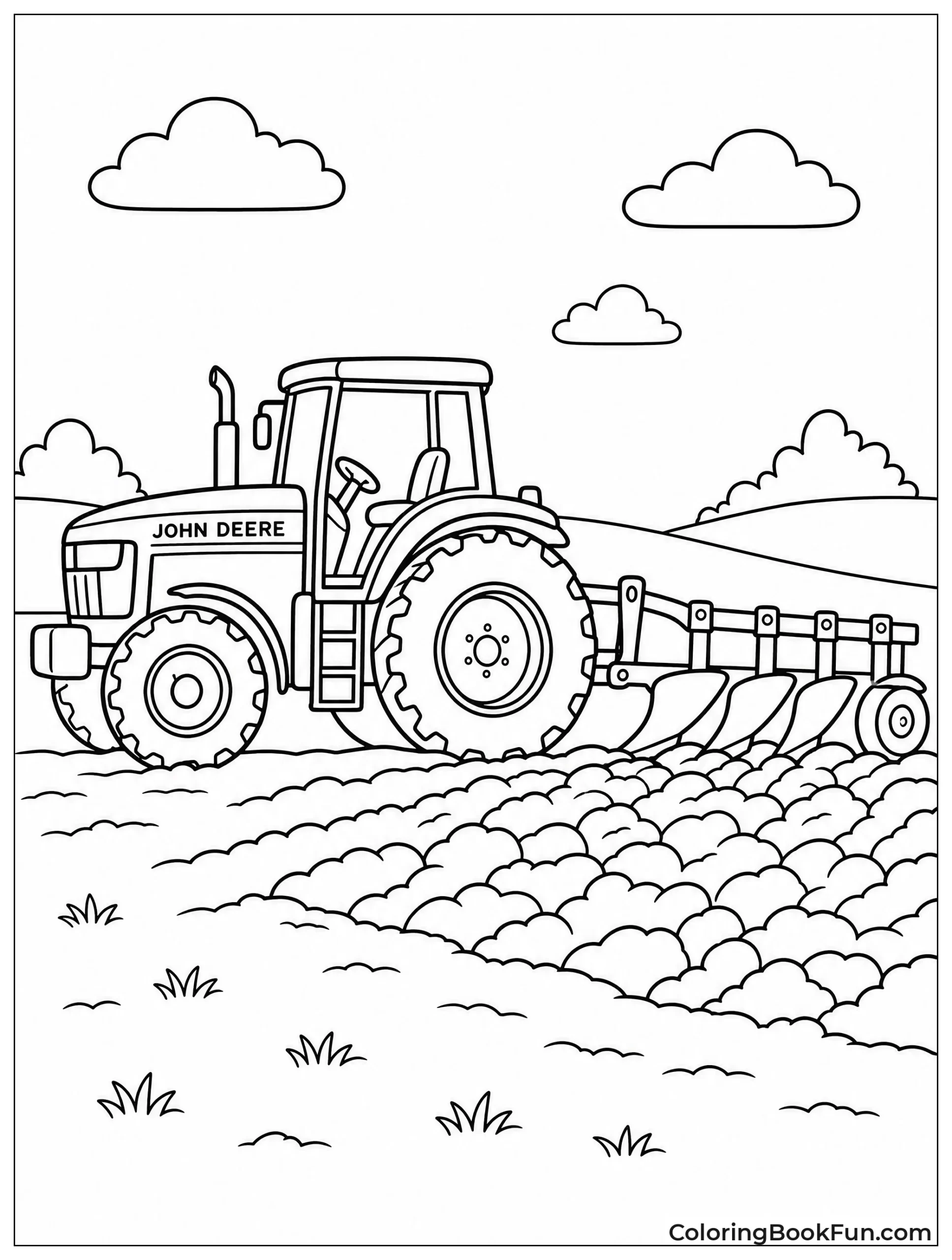 Tractor Plowing Field with Plow