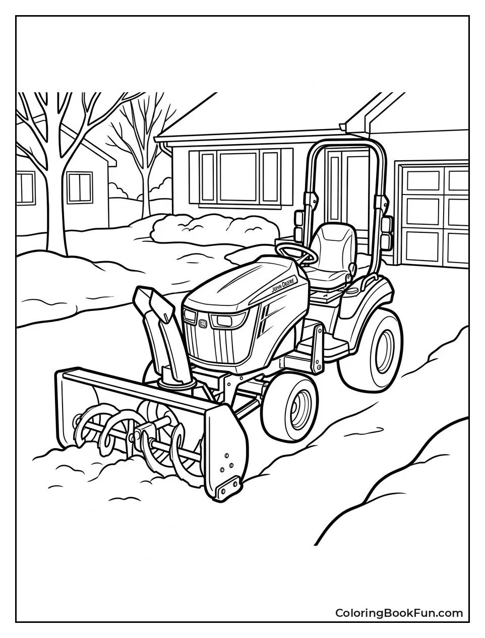 Tractor Blowing Snow from Driveway