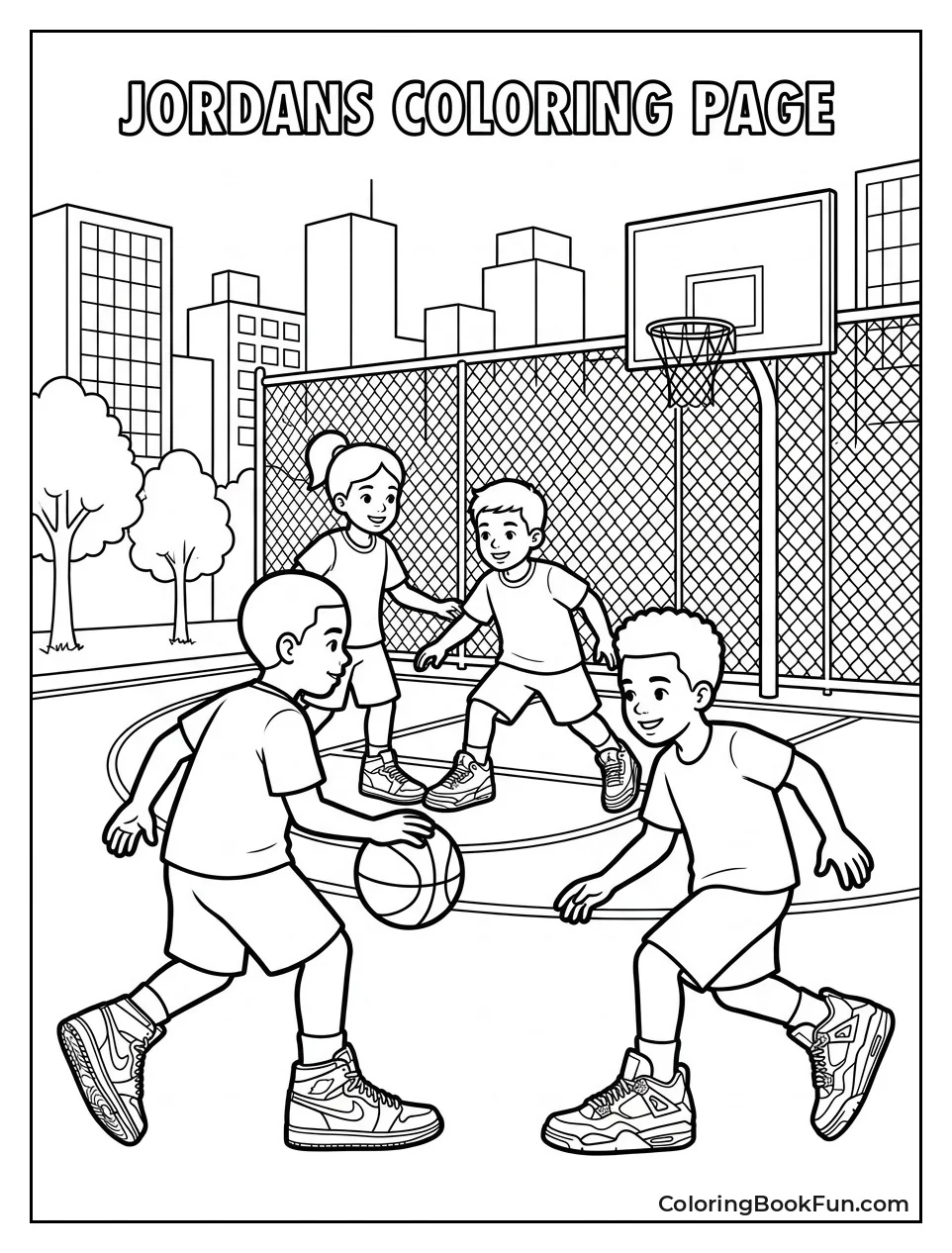 Kids Playing Streetball in Jordans