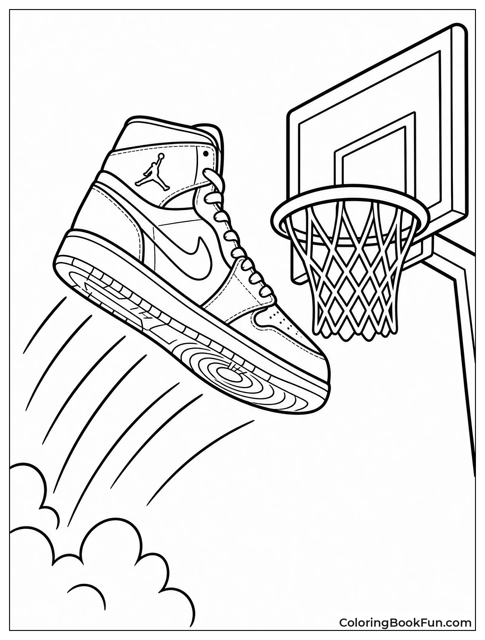 Sneaker Leaping Toward Hoop