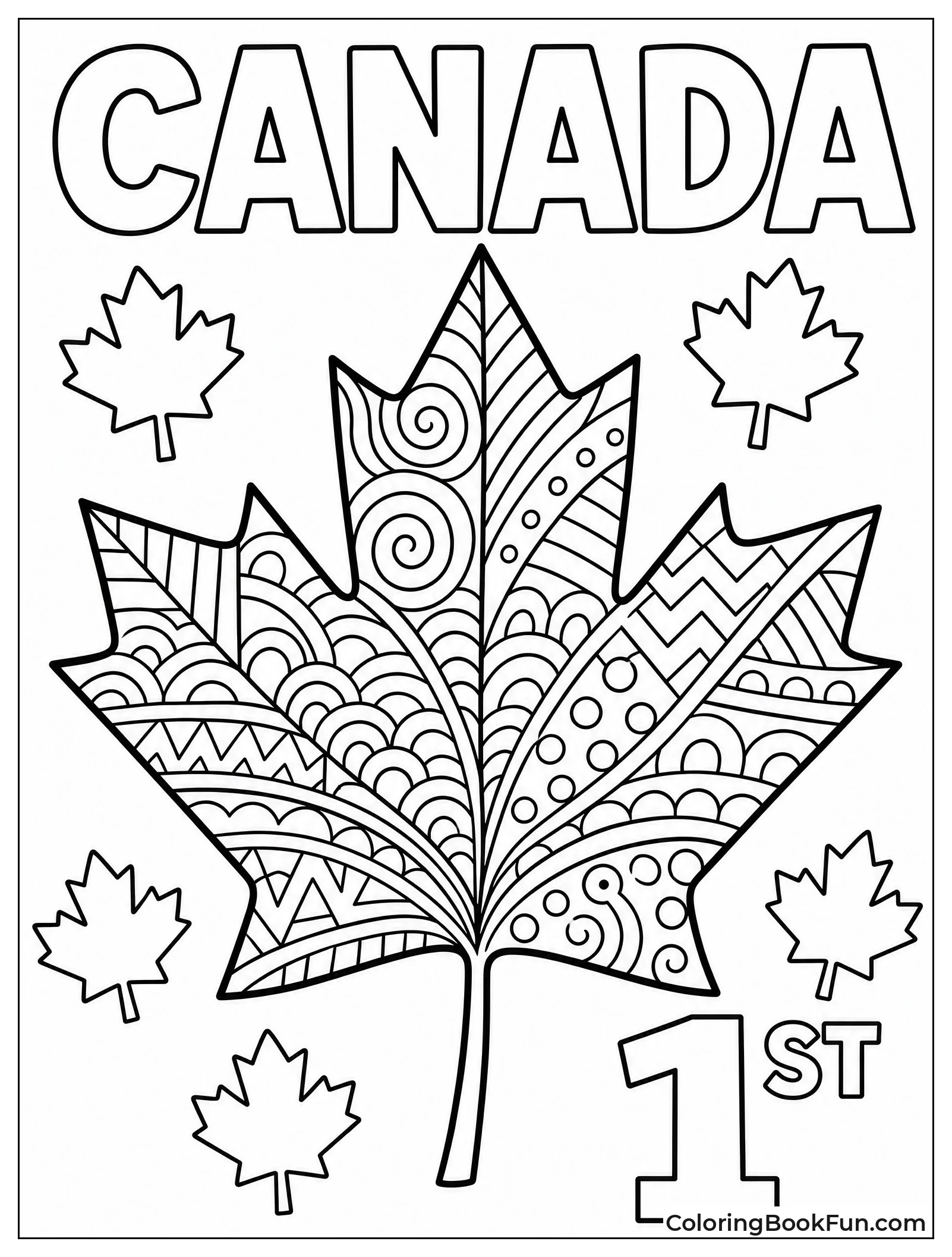 Maple Leaf Filled with Zentangle