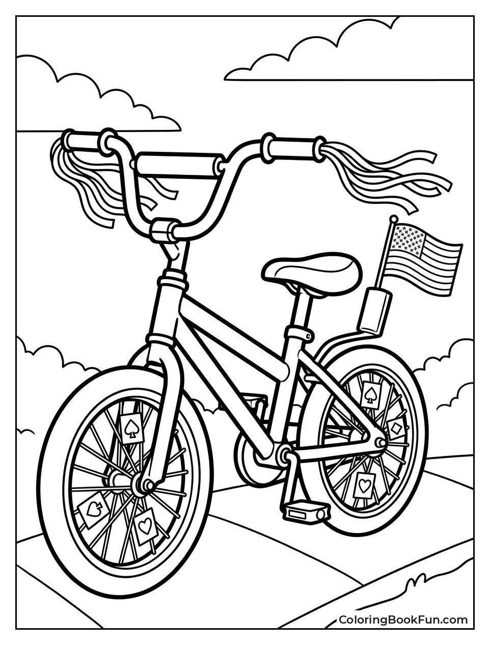 Bicycle Decorated with Streamers and Cards