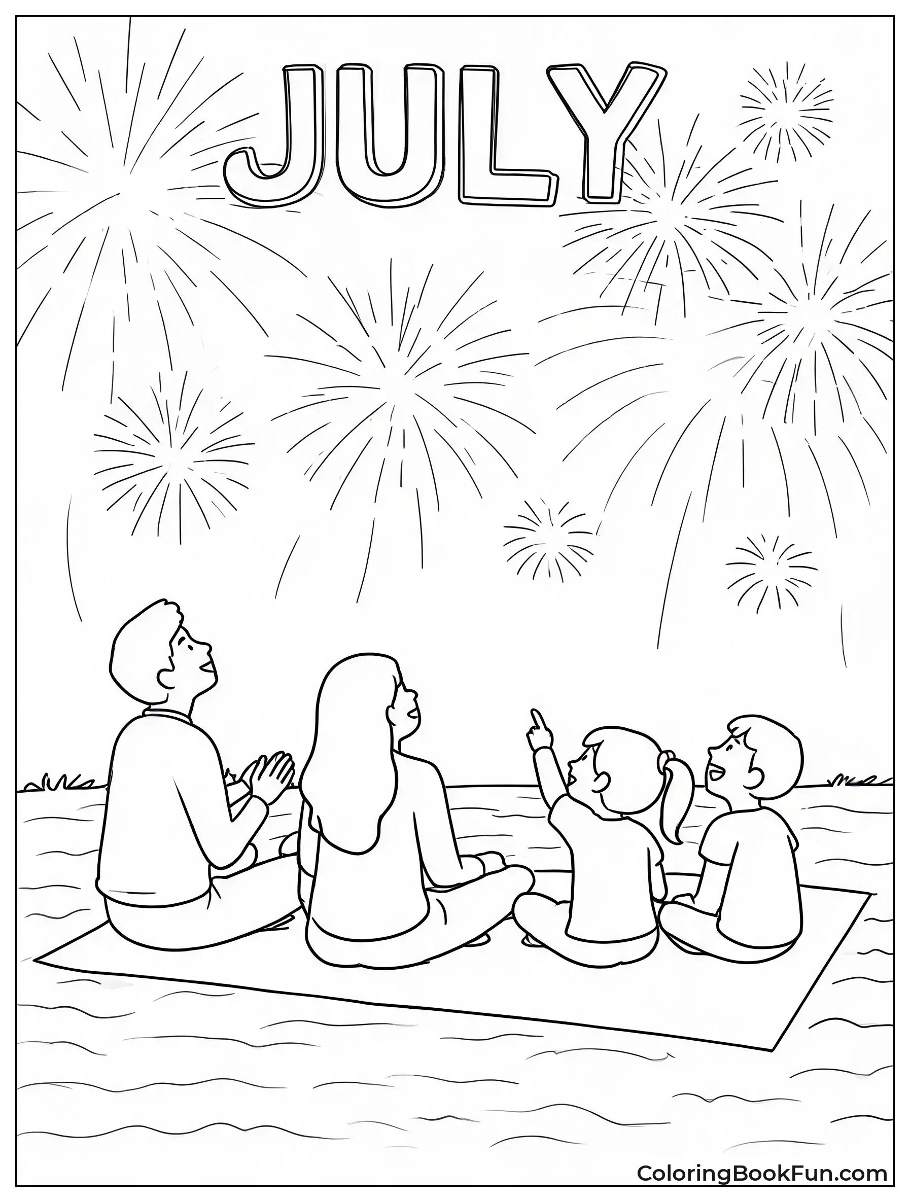 Families Watch Fireworks at Dusk