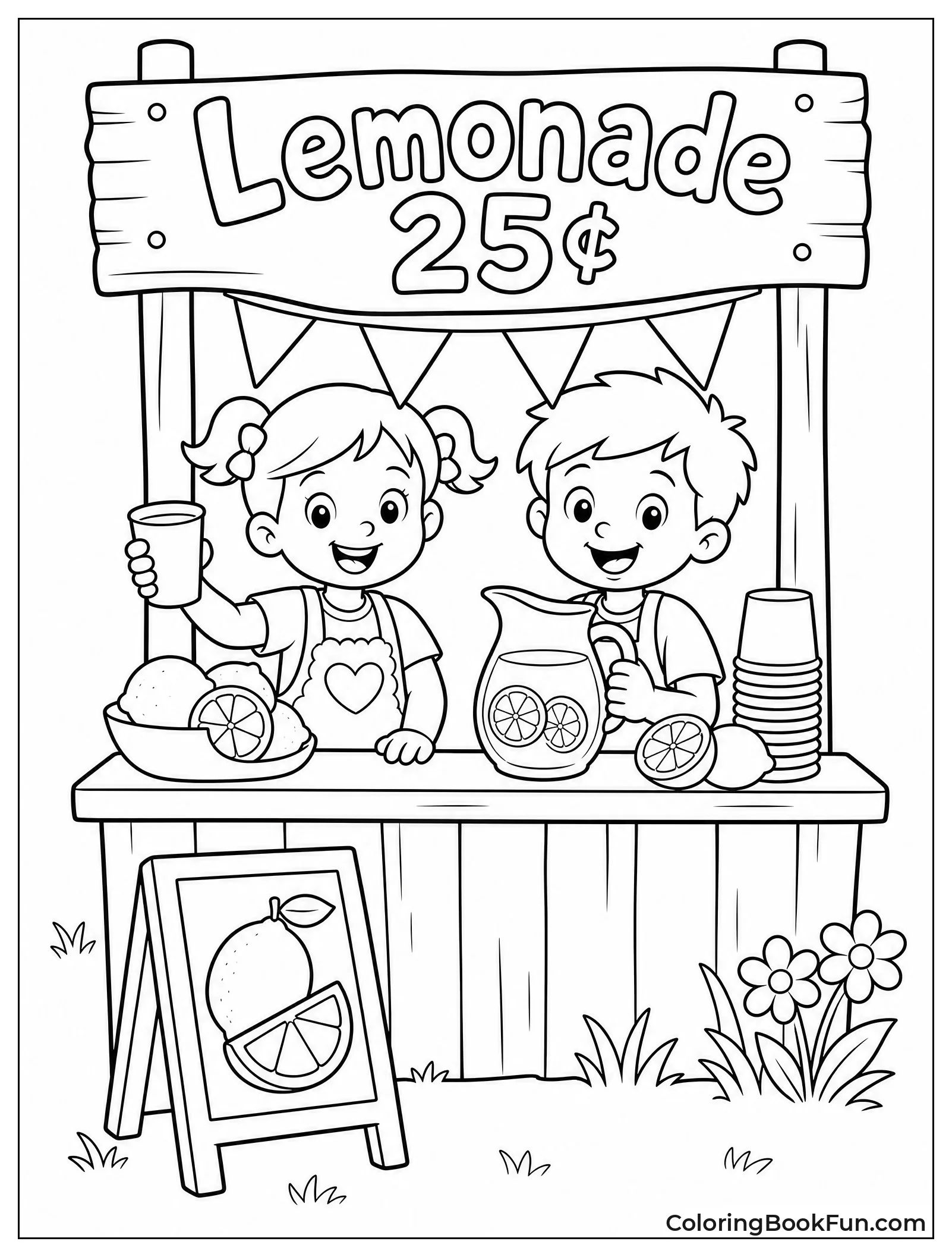 Kids Sell Lemonade at Stand