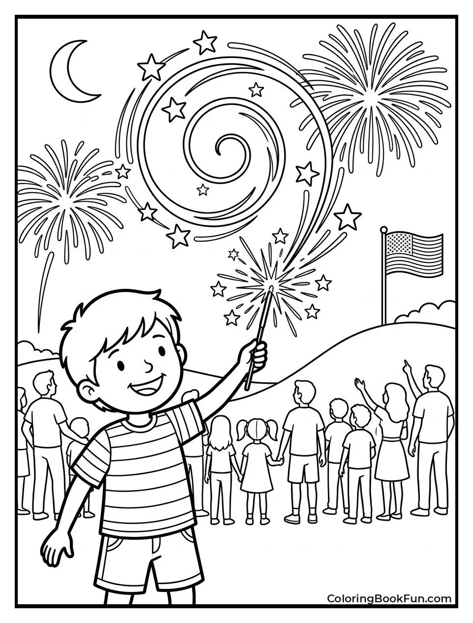 Child Draws Shapes with Sparkler