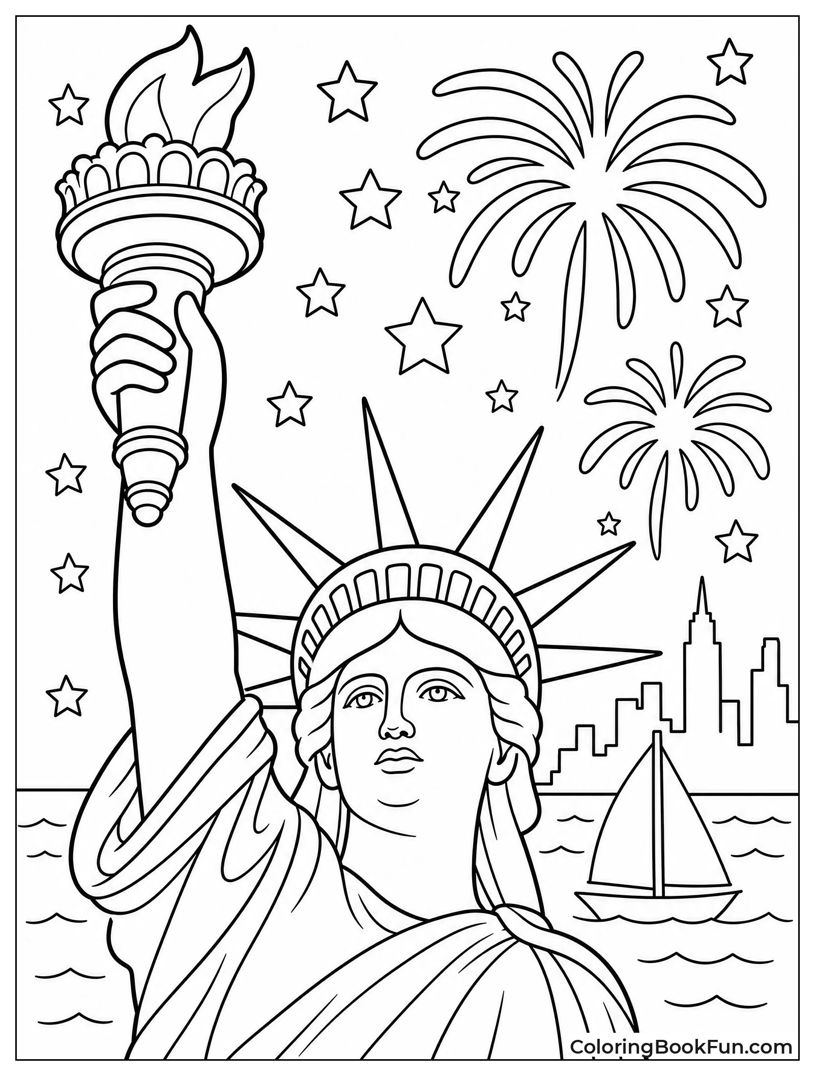 Lady Liberty Holds Torch High
