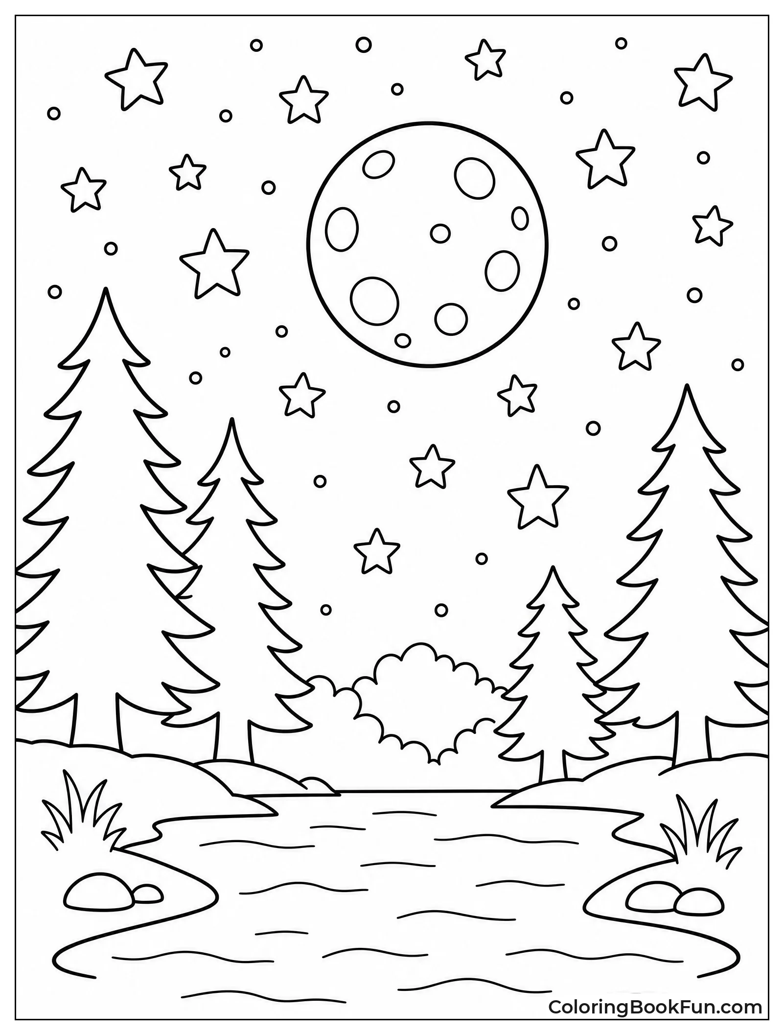 Moon Shines over Starry Trees