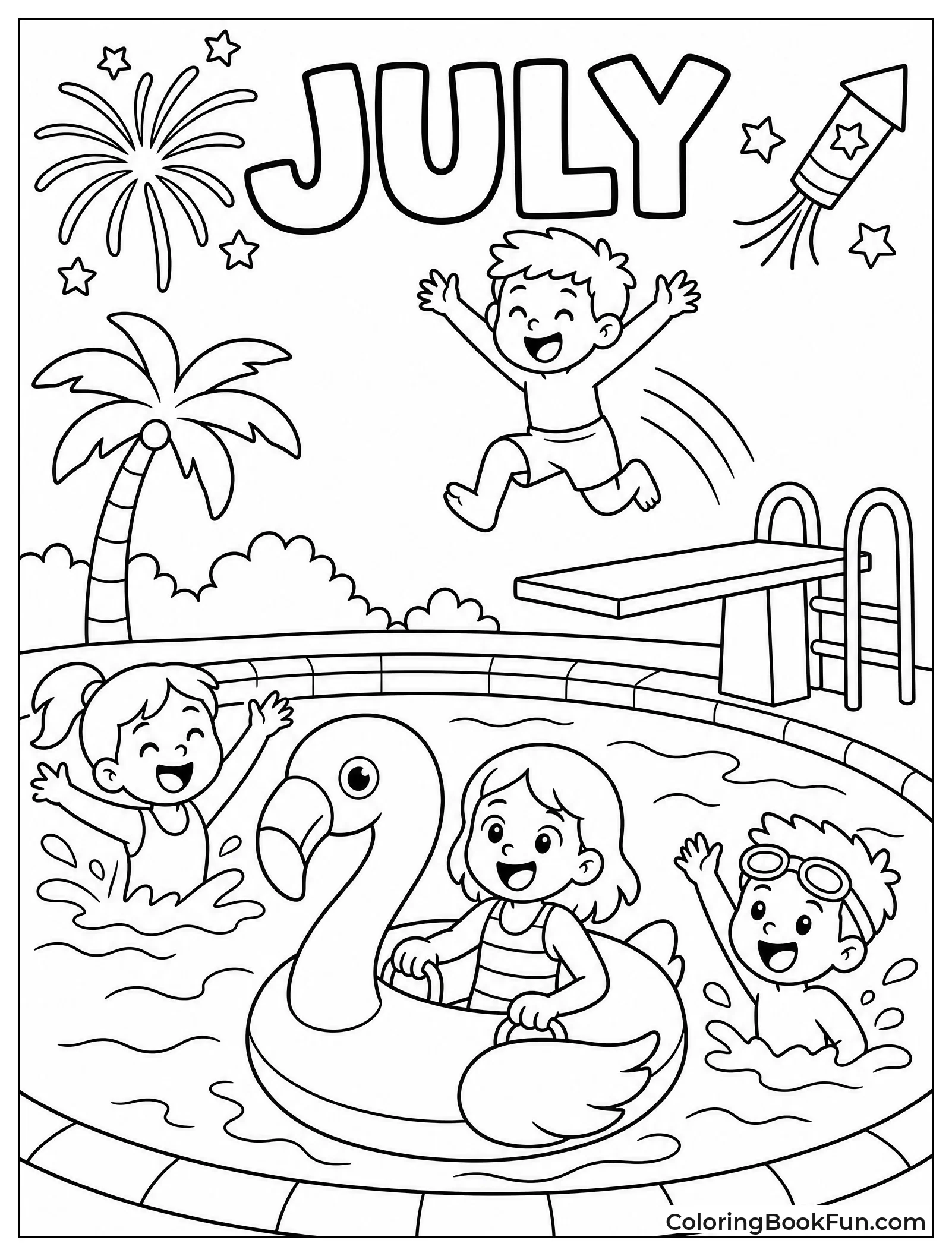 Kids Splash in Swimming Pool