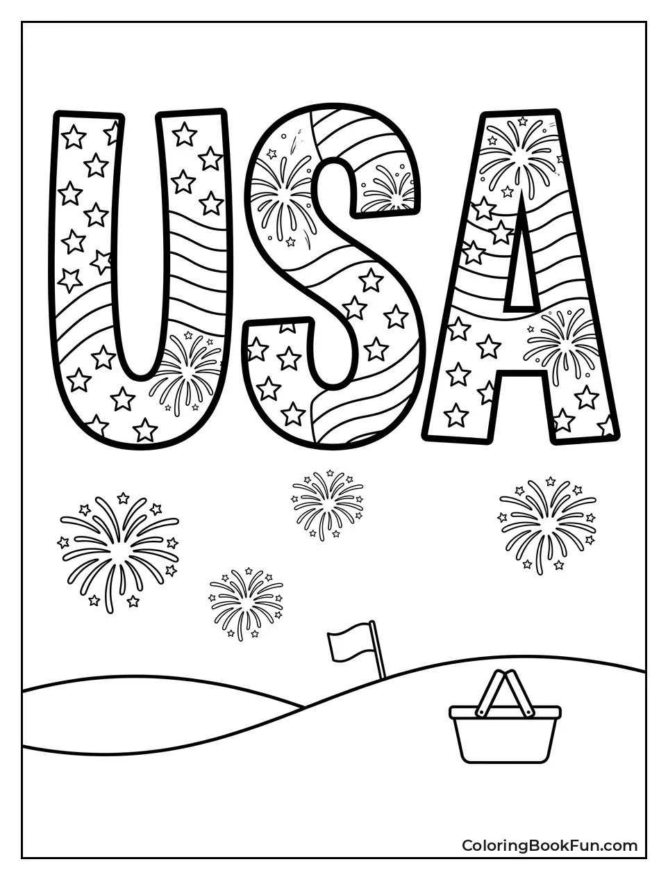 Bold Letters Spell USA with Stars