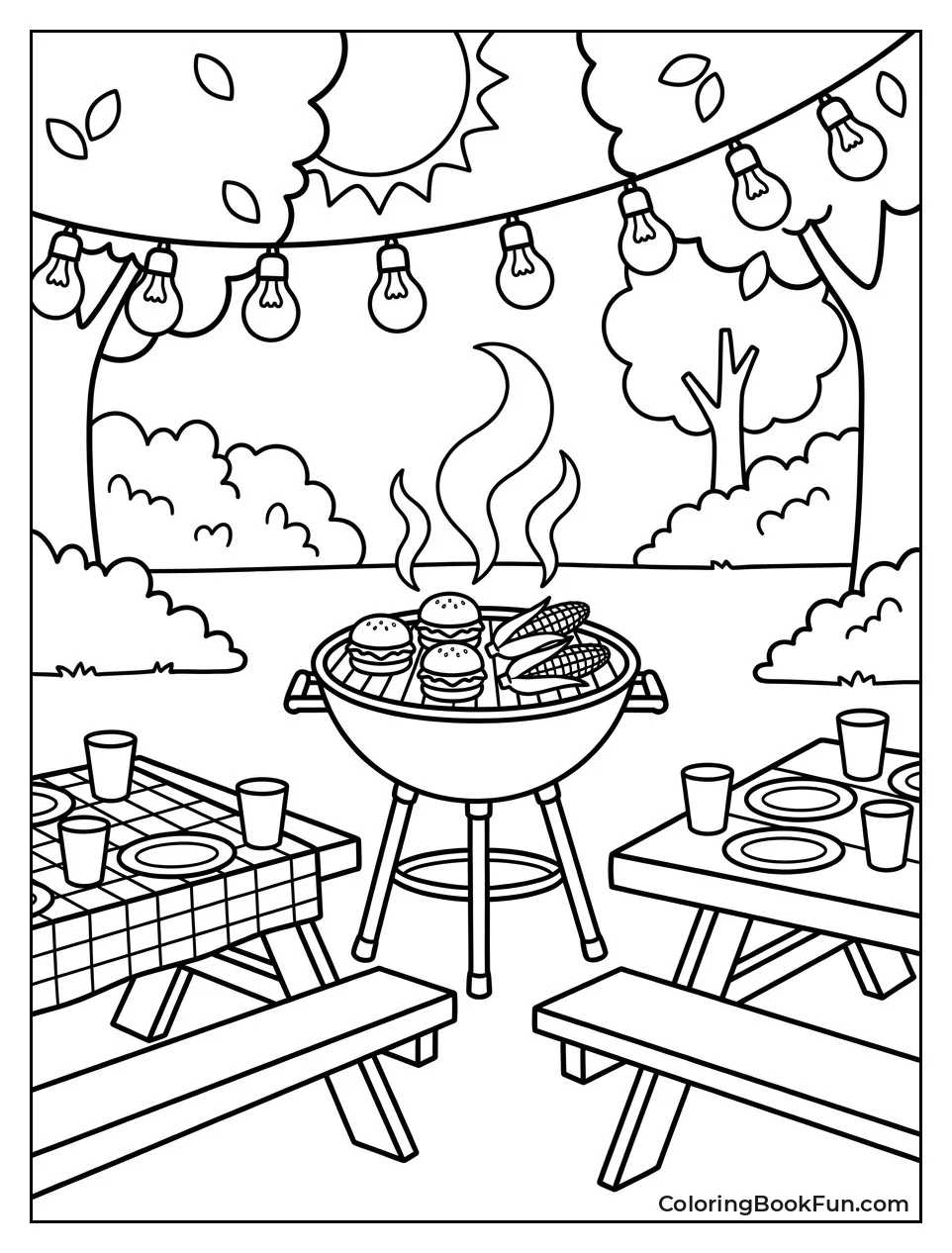 Friends Grilling Burgers at Picnic