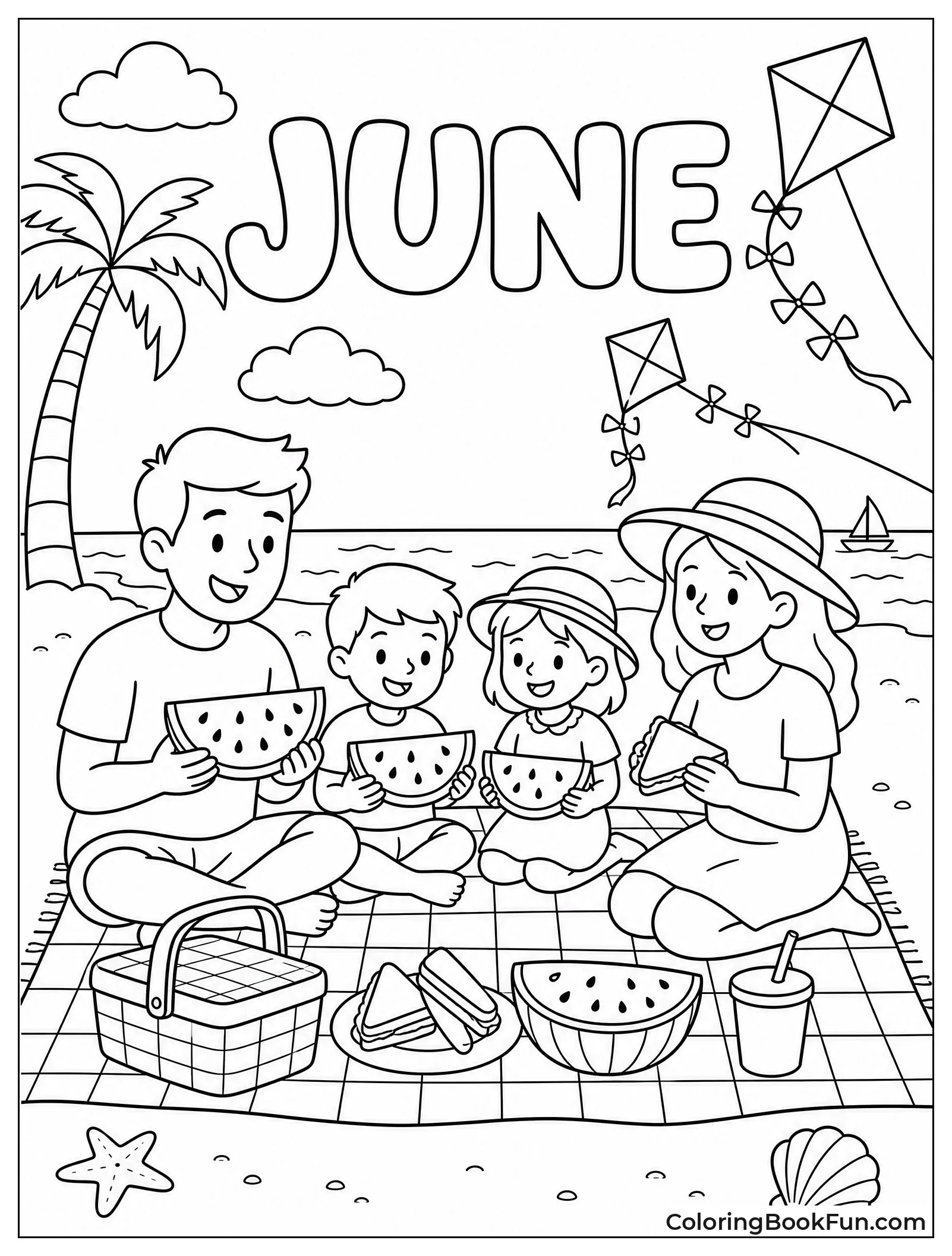 Family Picnic on Beach