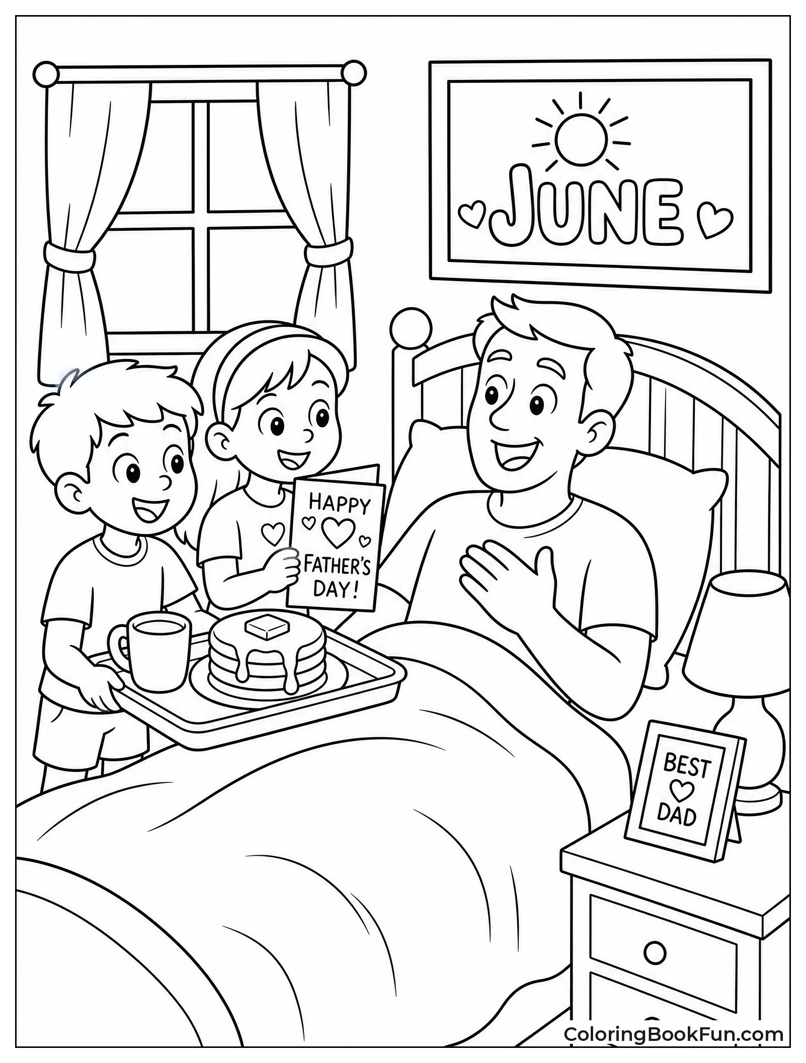 Kids Bringing Breakfast to Dad
