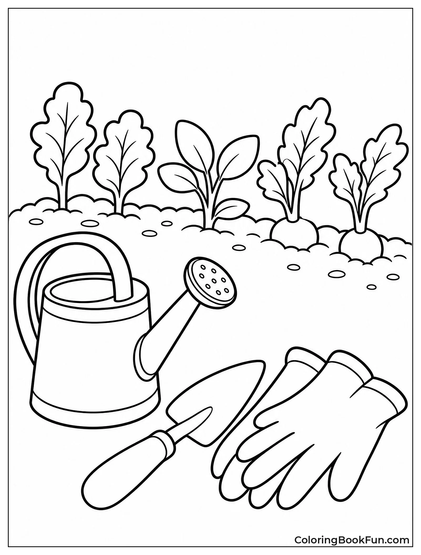 Tools Next to Sprouting Plants