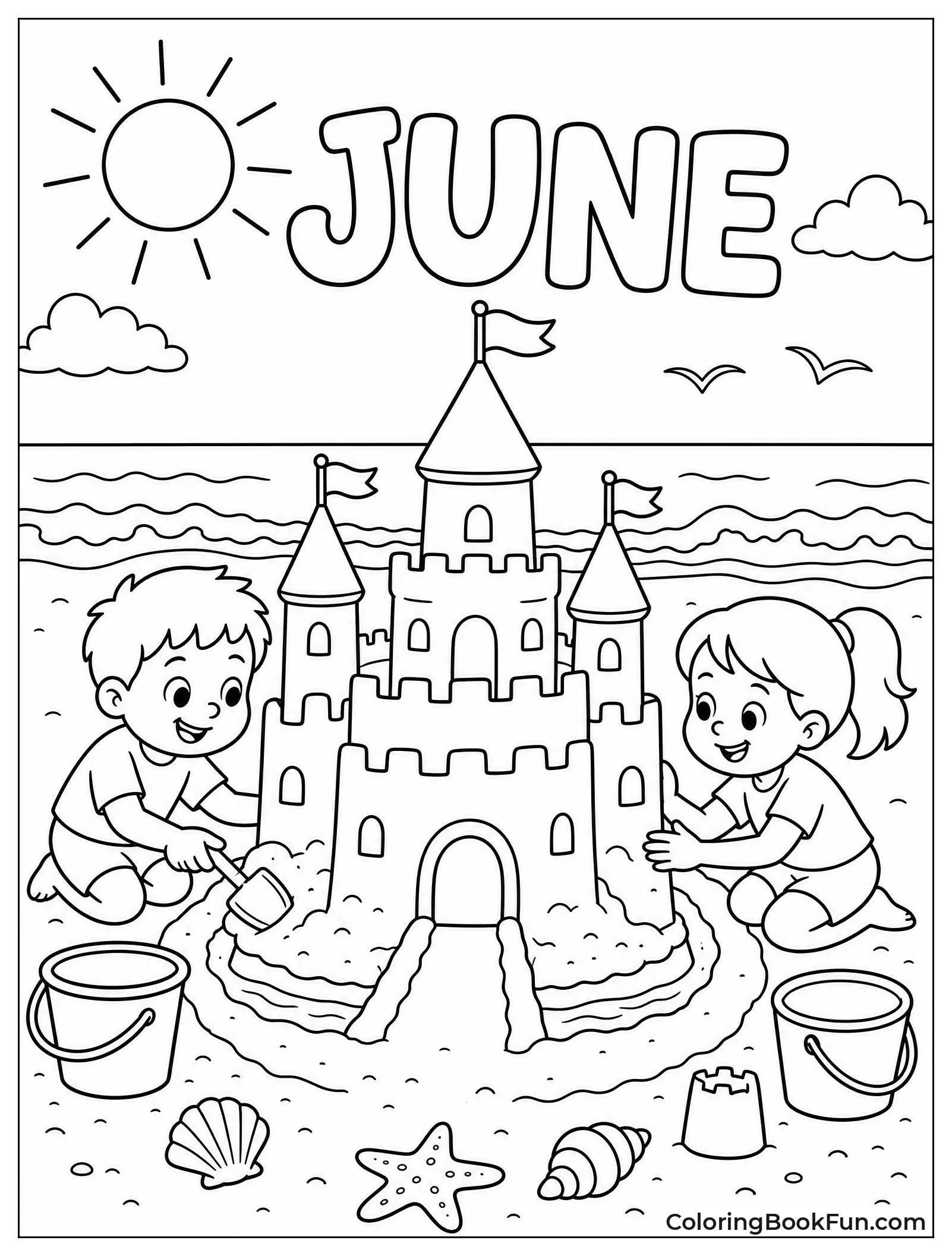 Kids Building Sandcastle